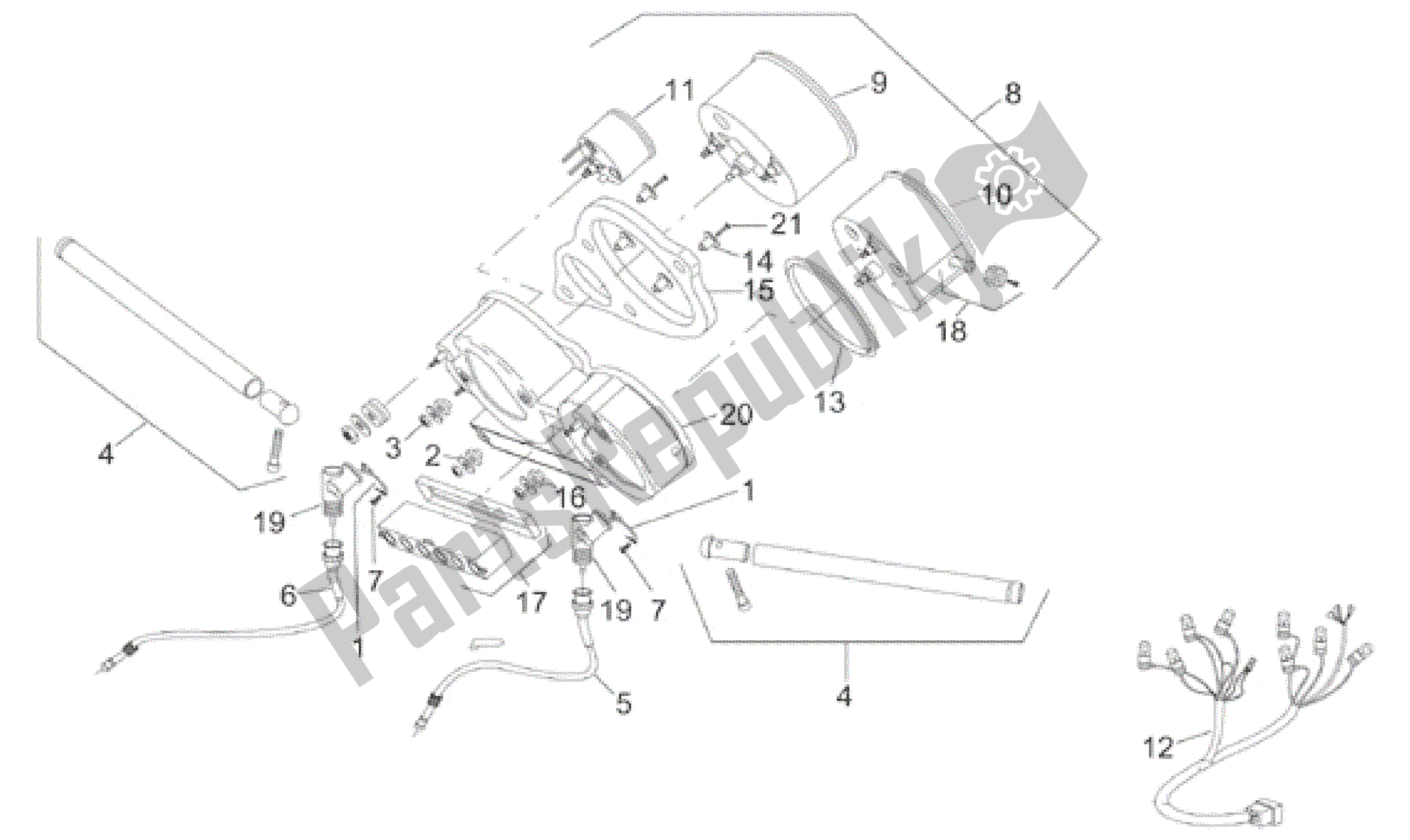 All parts for the Handlebar - Dashboard of the Aprilia RS 50 1996 - 1998