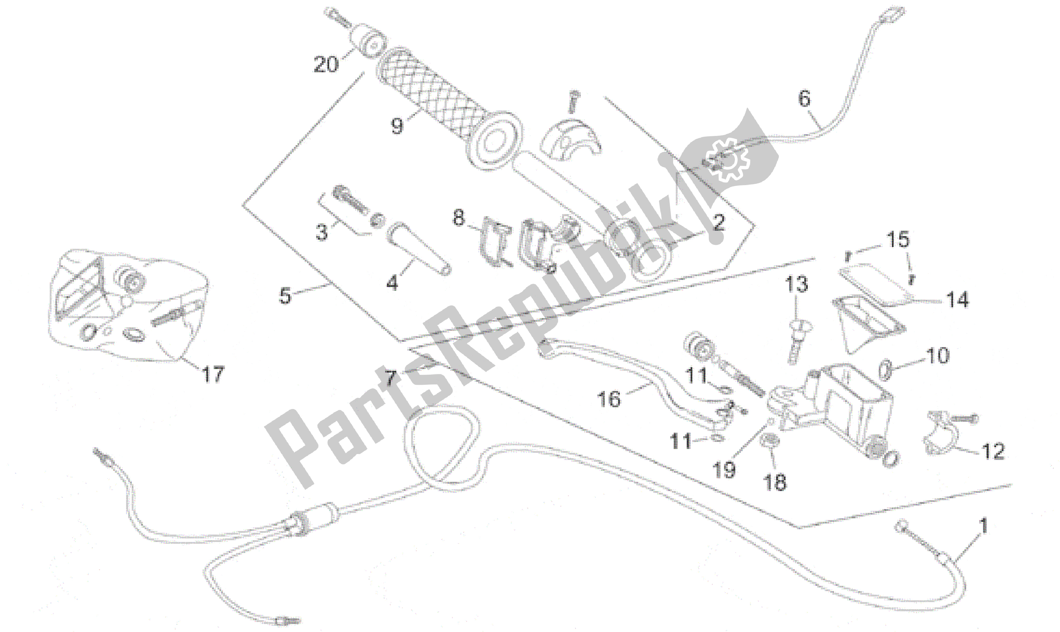 All parts for the Rh Controls of the Aprilia RS 50 1996 - 1998