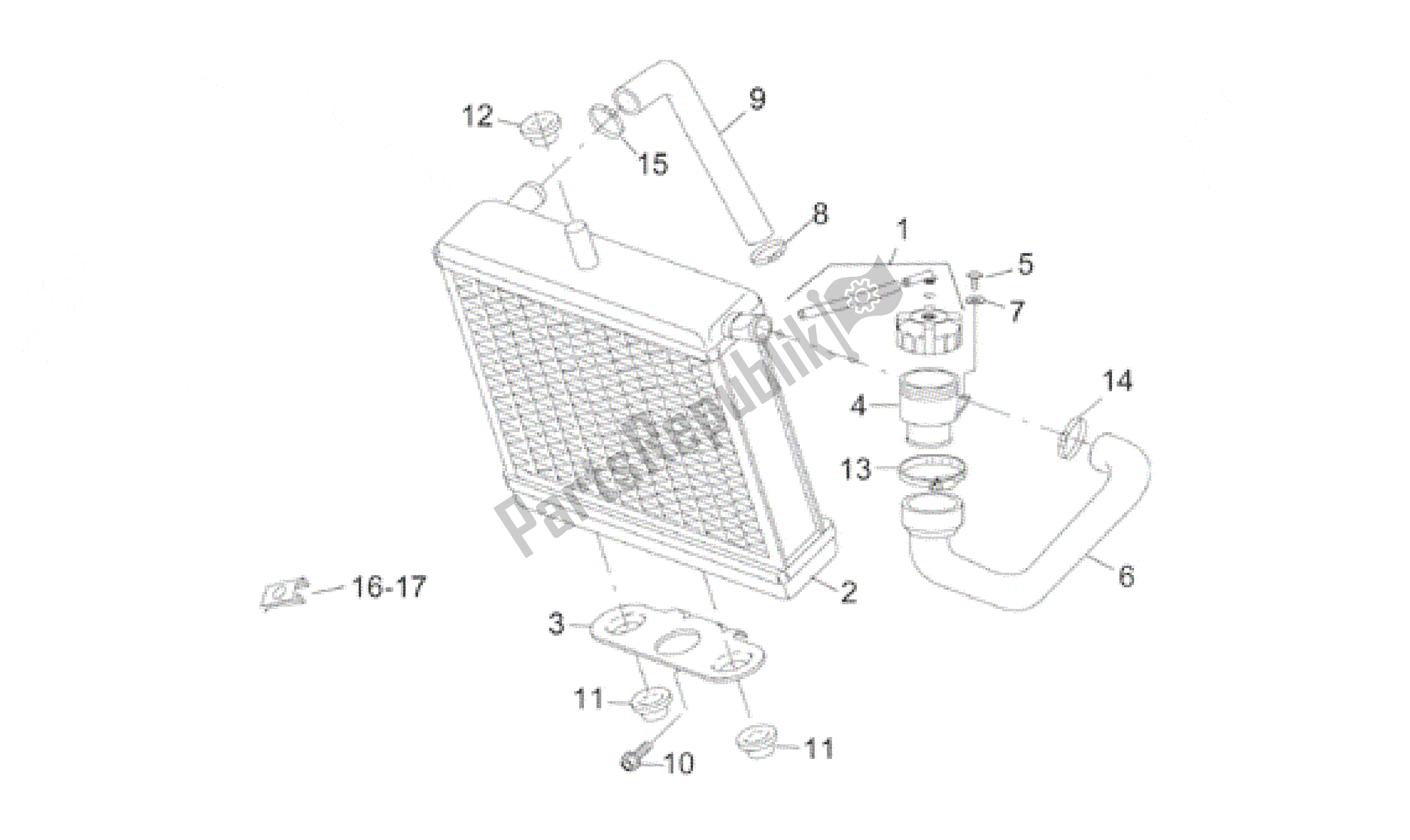 All parts for the Cooling System of the Aprilia RS 50 1996 - 1998