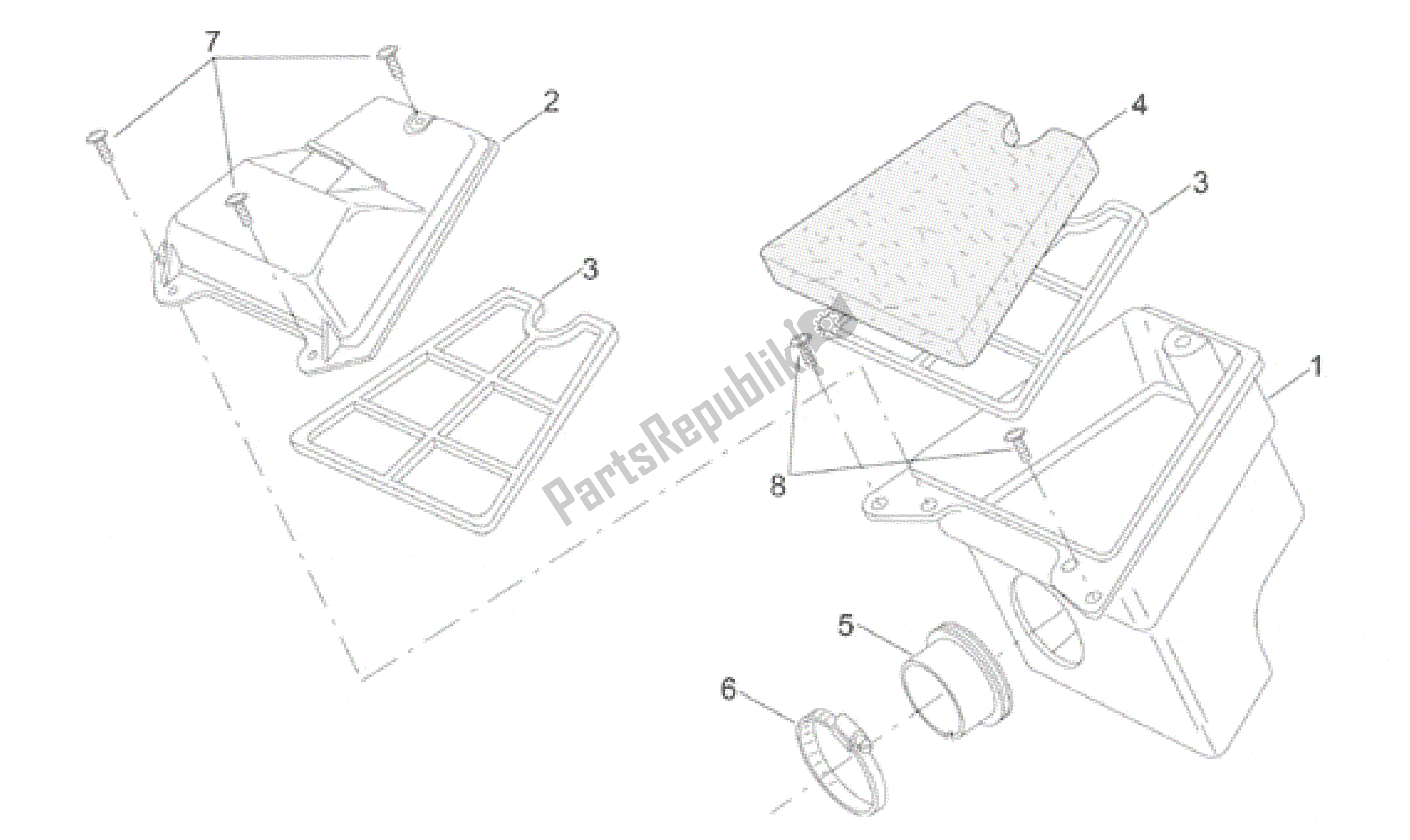 Tutte le parti per il Air Box del Aprilia RS 50 1996 - 1998