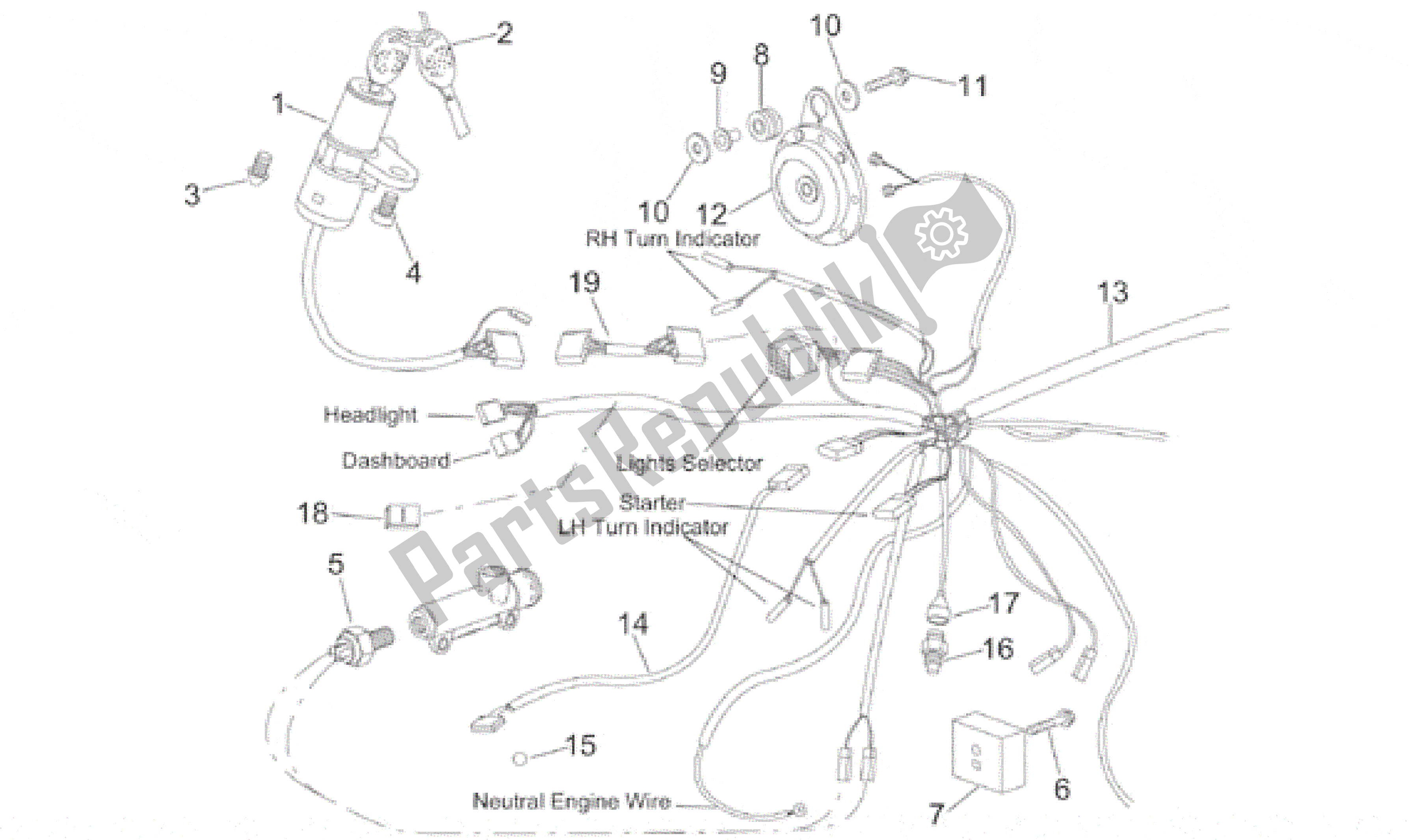 Alle onderdelen voor de Elektrisch Systeem I van de Aprilia RS 50 1996 - 1998