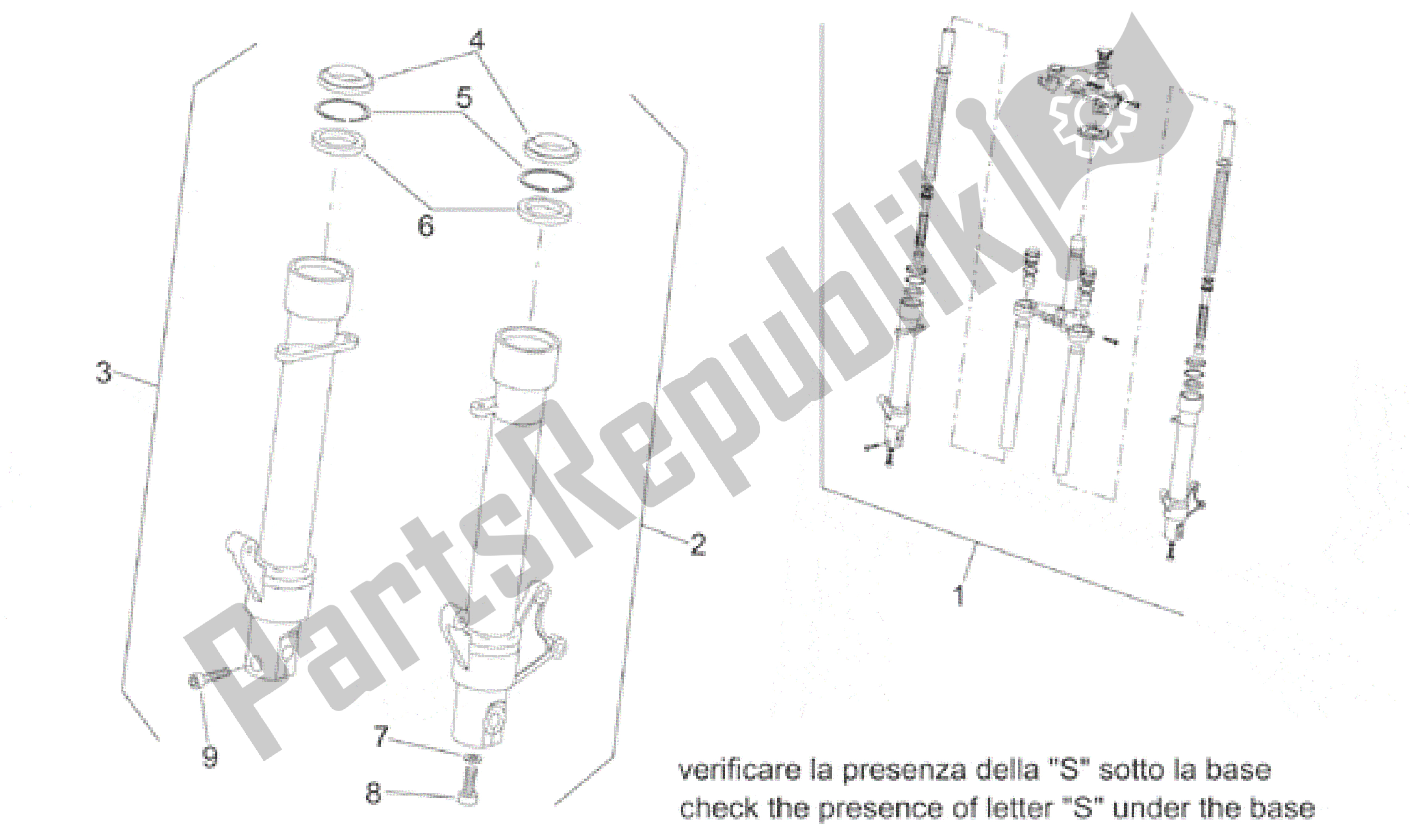 All parts for the Front Fork Iii of the Aprilia RS 50 1996 - 1998