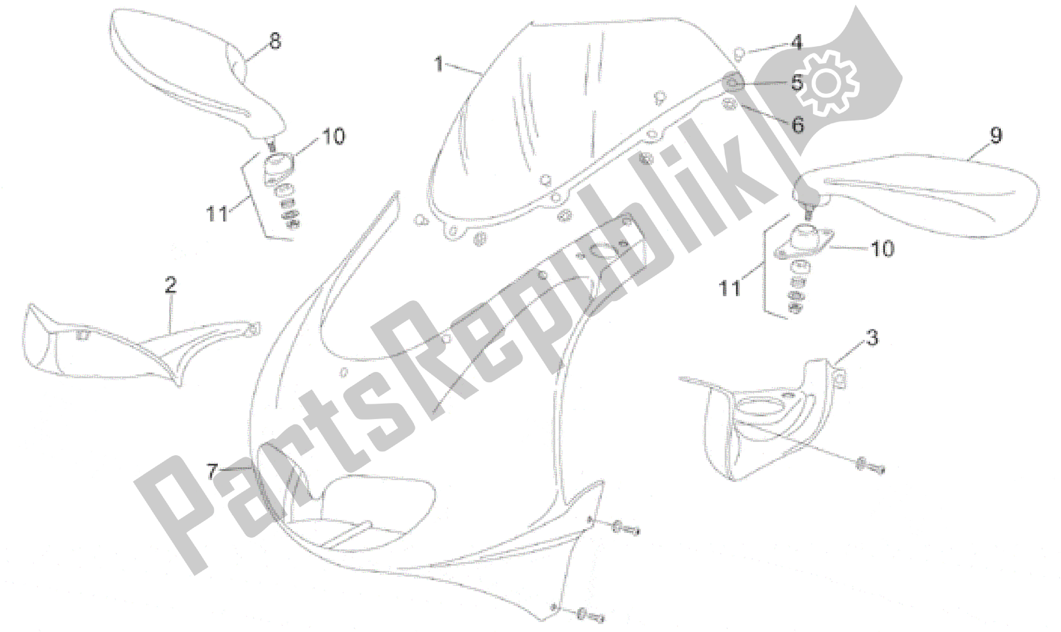 Tutte le parti per il Corpo Anteriore I del Aprilia RS 50 1996 - 1998