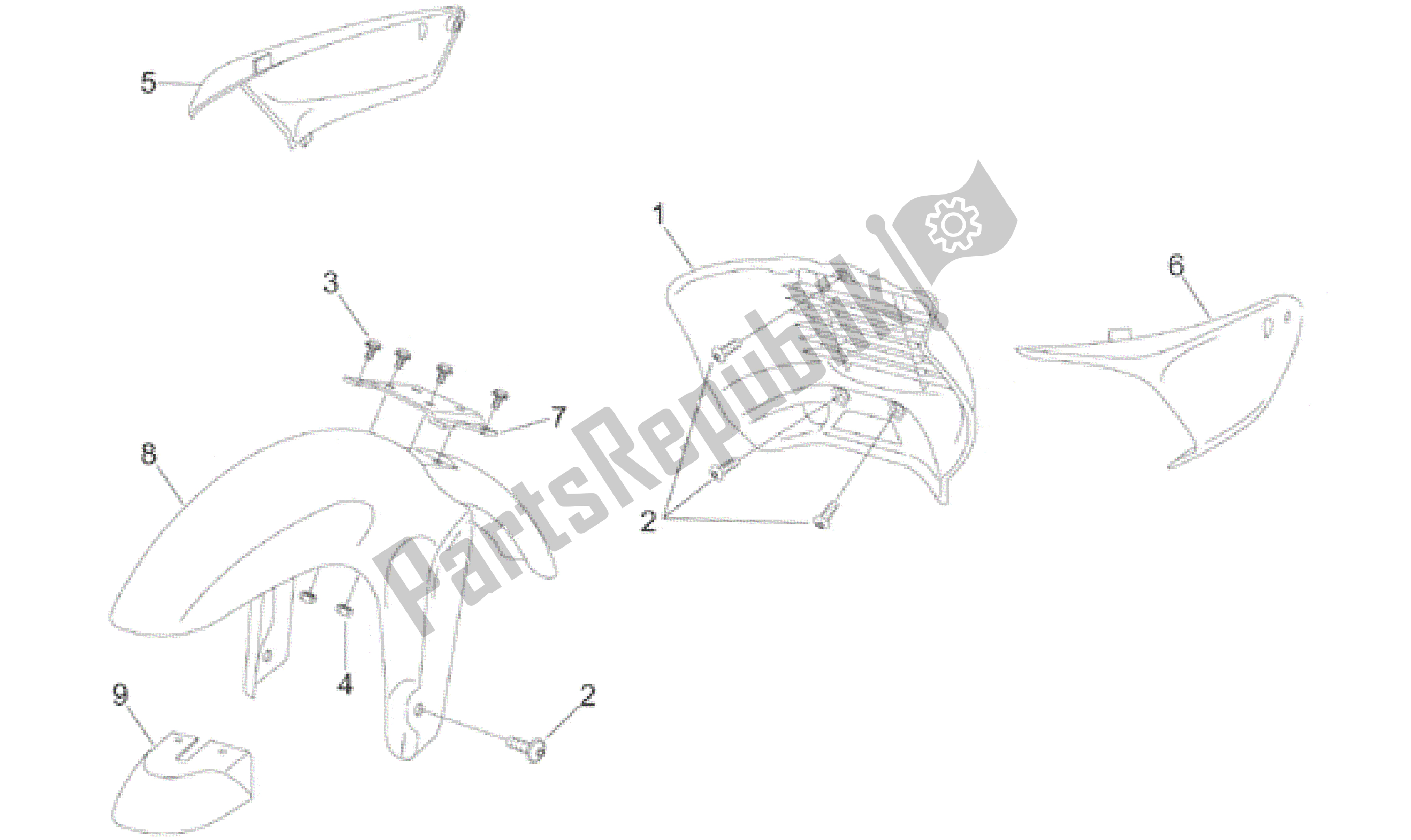 Alle onderdelen voor de Voorlichaam Ii van de Aprilia RS 50 1996 - 1998