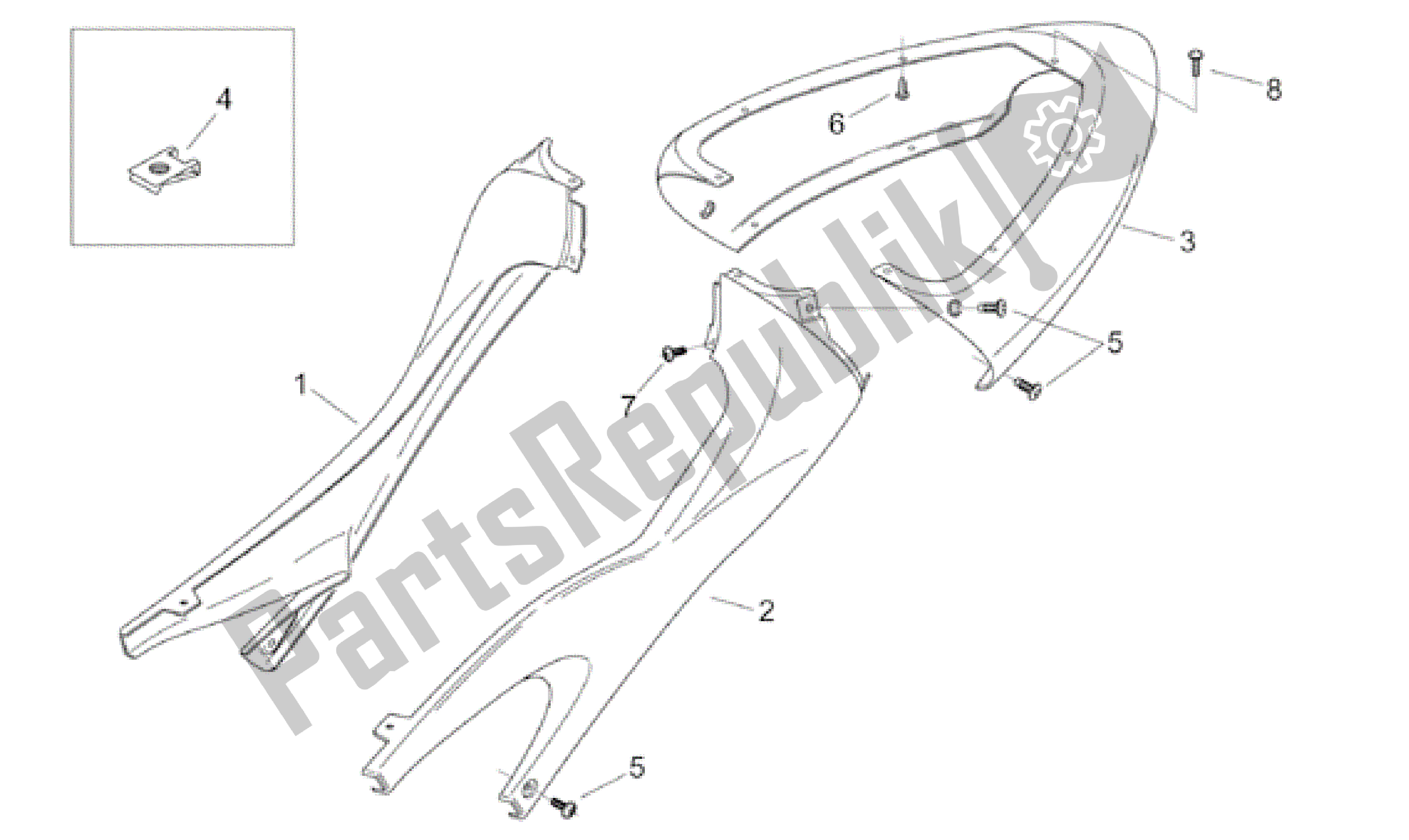 All parts for the Rear Body I of the Aprilia RS 50 1999 - 2005