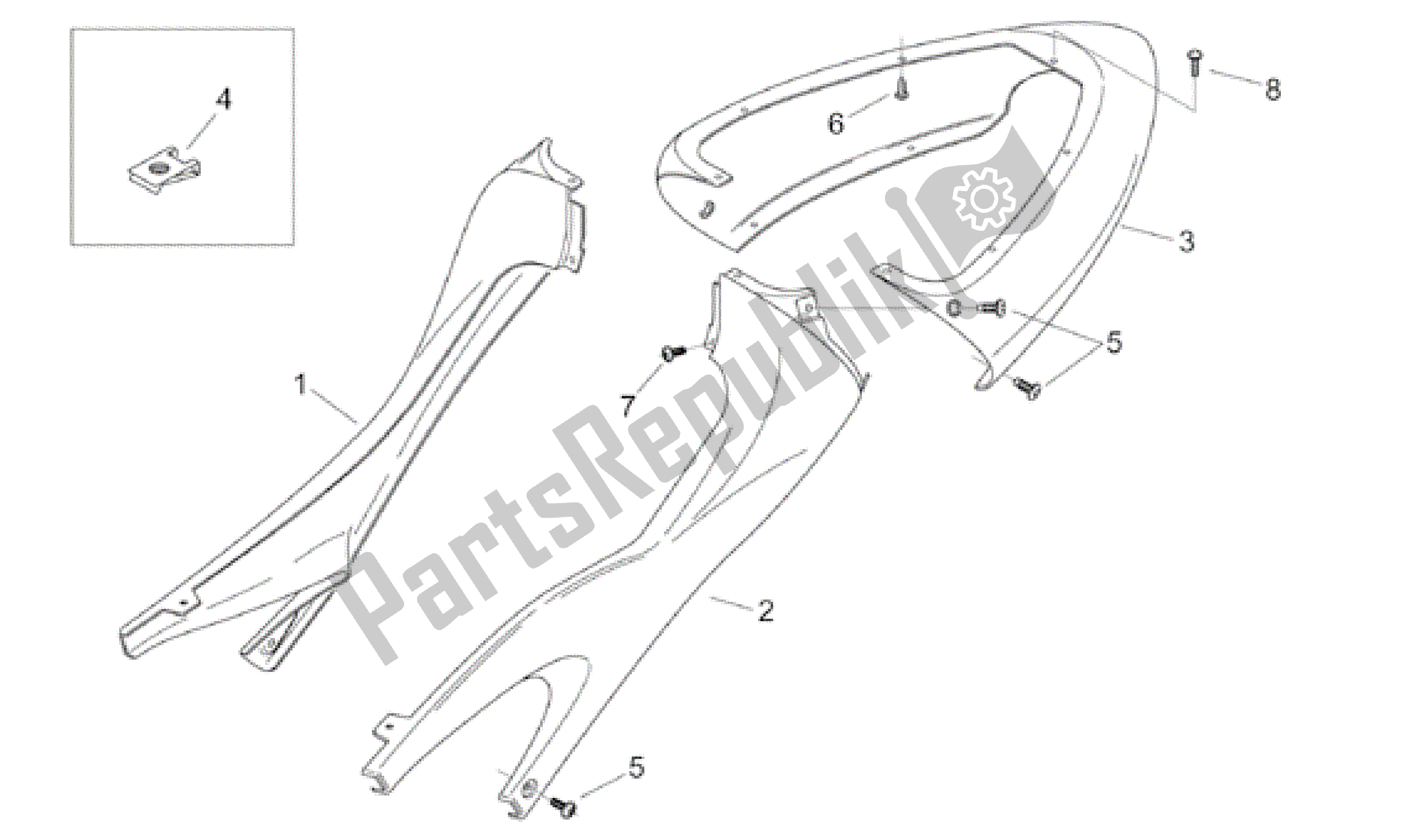 Tutte le parti per il Corpo Posteriore I del Aprilia RS 50 1999 - 2005