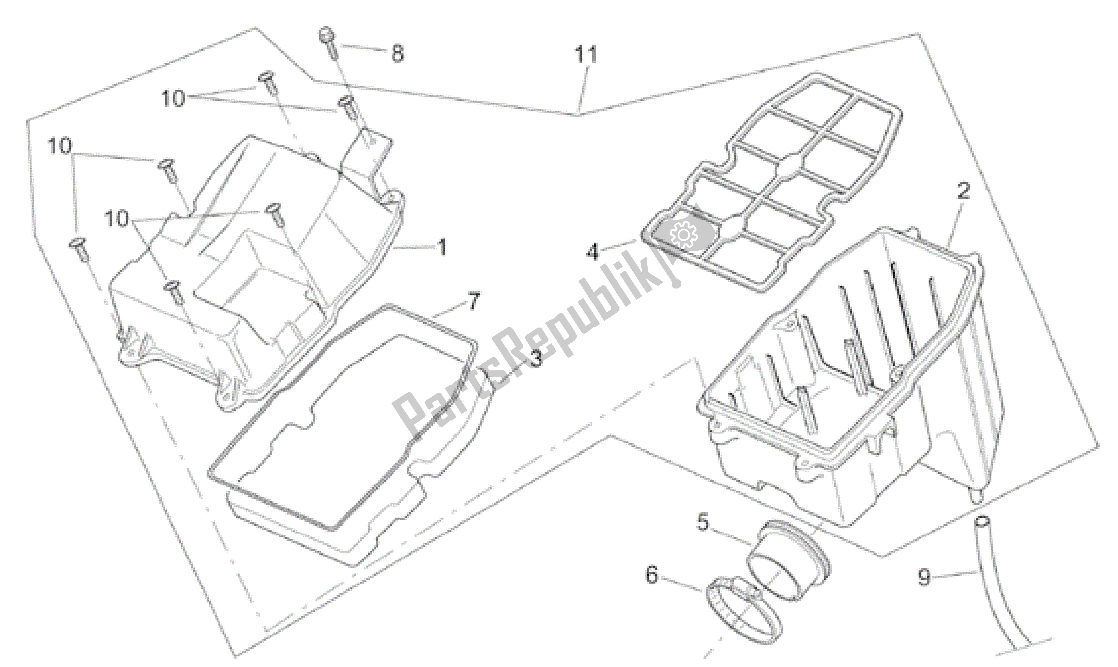 Todas as partes de Caixa De Ar do Aprilia RS 50 1999 - 2005