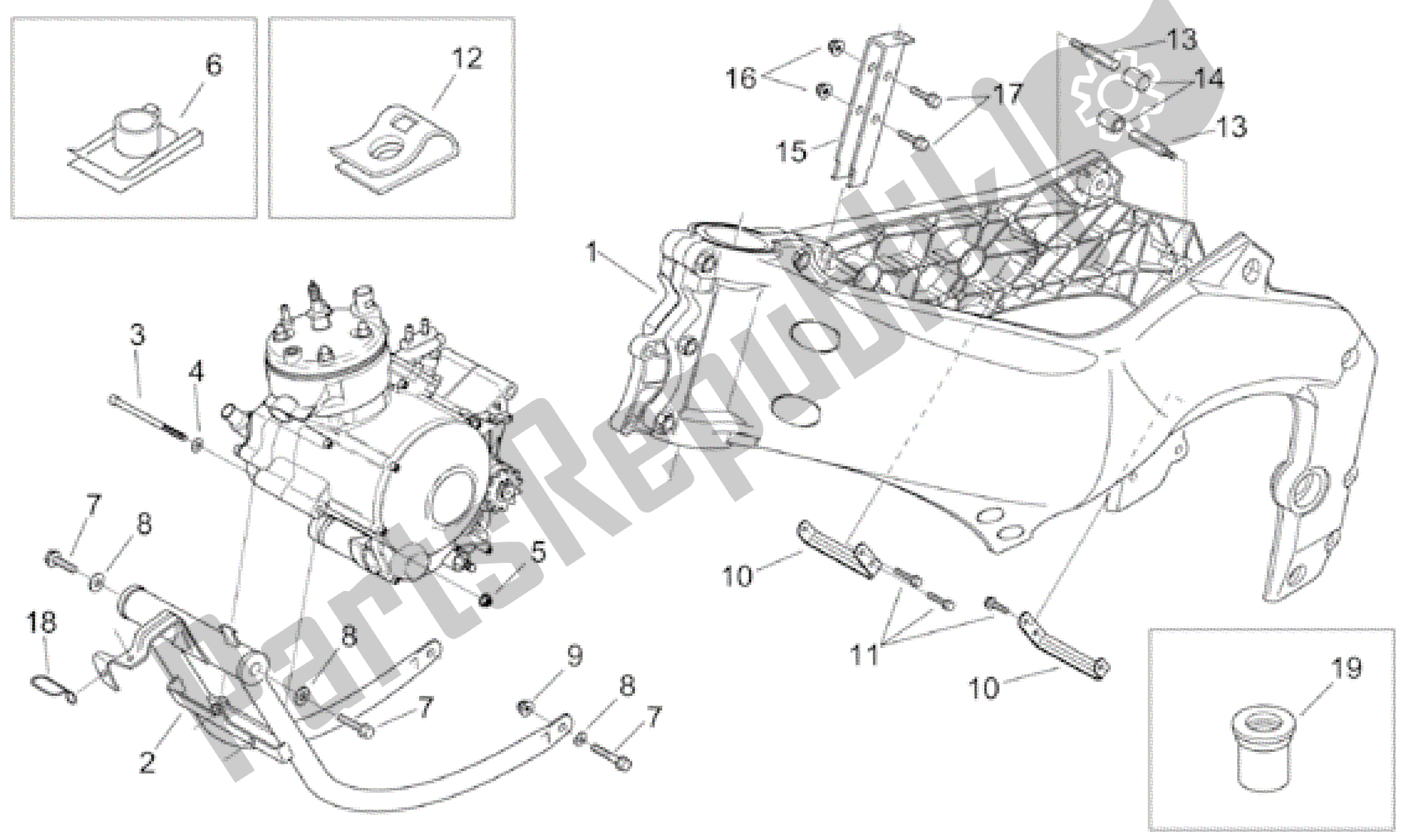 Todas as partes de Quadro - Berço do Aprilia RS 50 1999 - 2005