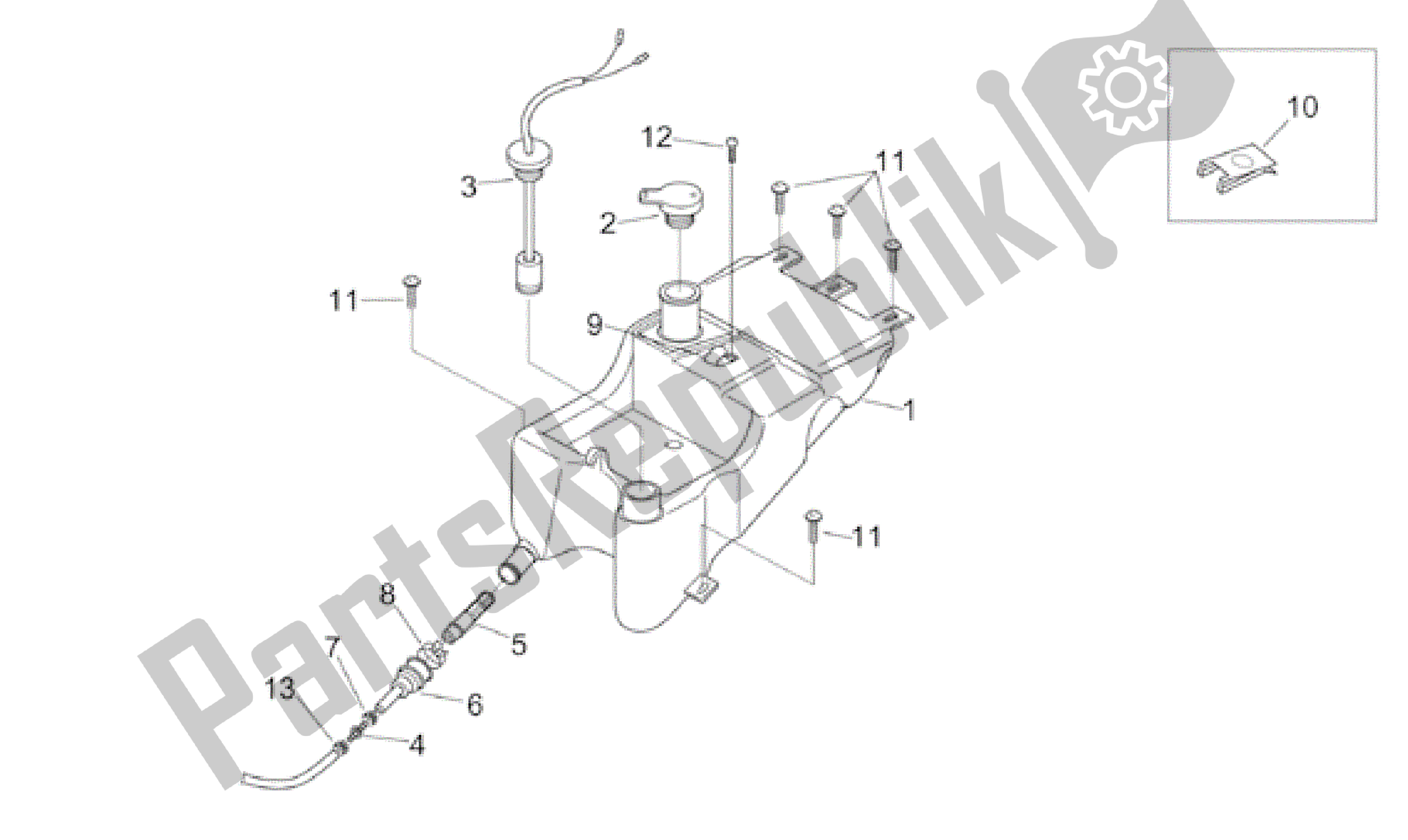 Tutte le parti per il Serbatoio Dell'olio del Aprilia RS 50 1999 - 2005