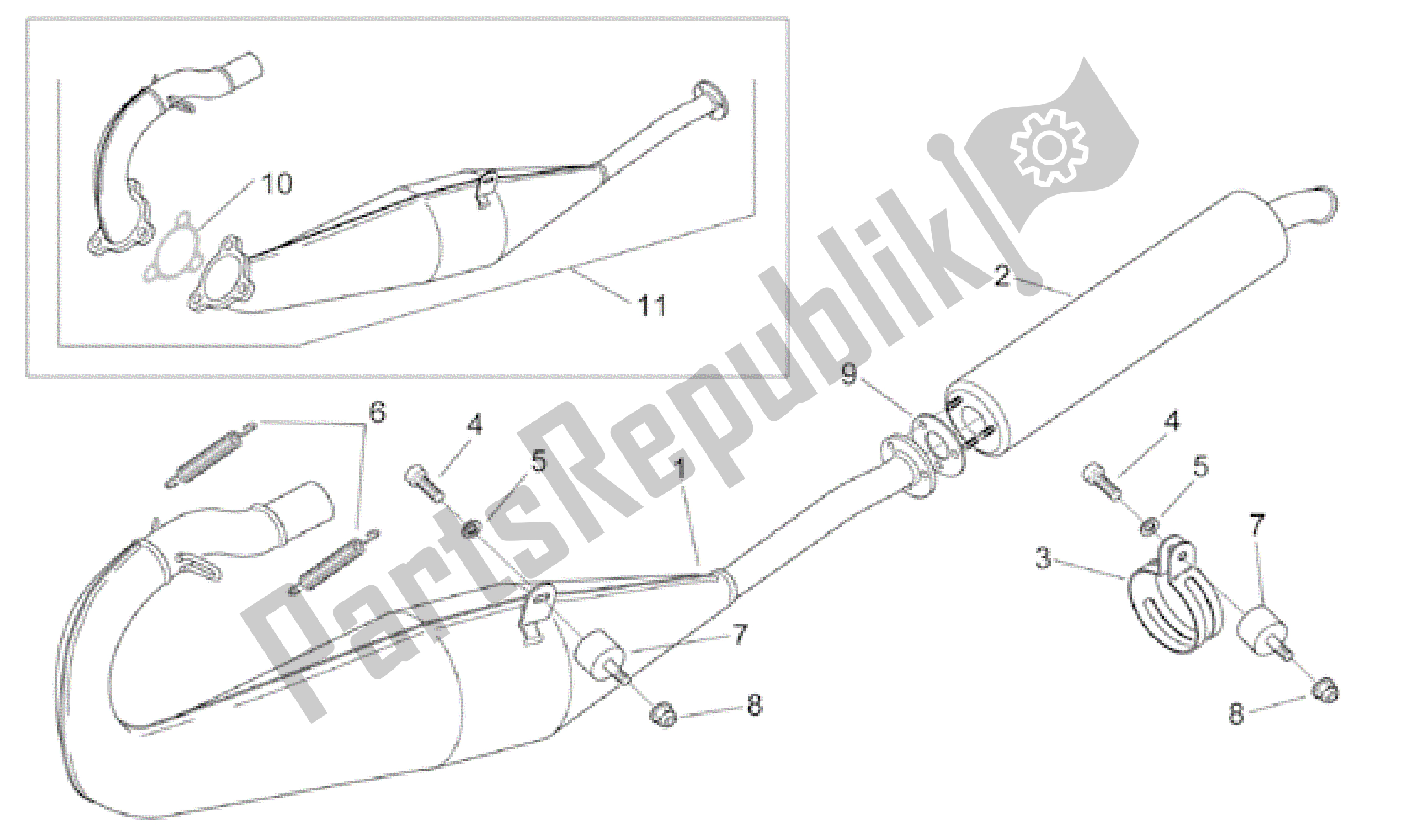 All parts for the Exhaust Unit of the Aprilia RS 50 1999 - 2005