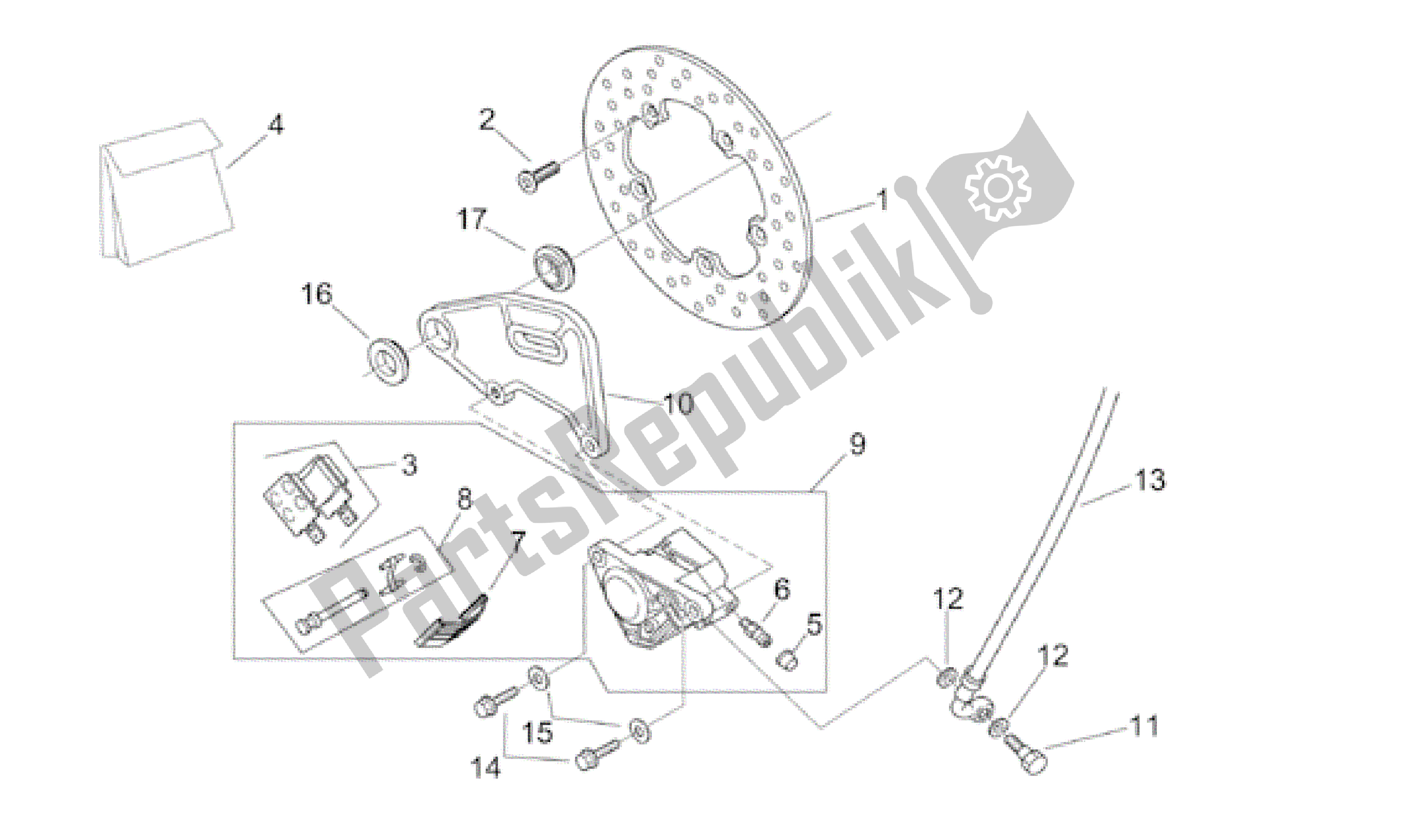 Tutte le parti per il Pinza Freno Posteriore del Aprilia RS 50 1999 - 2005