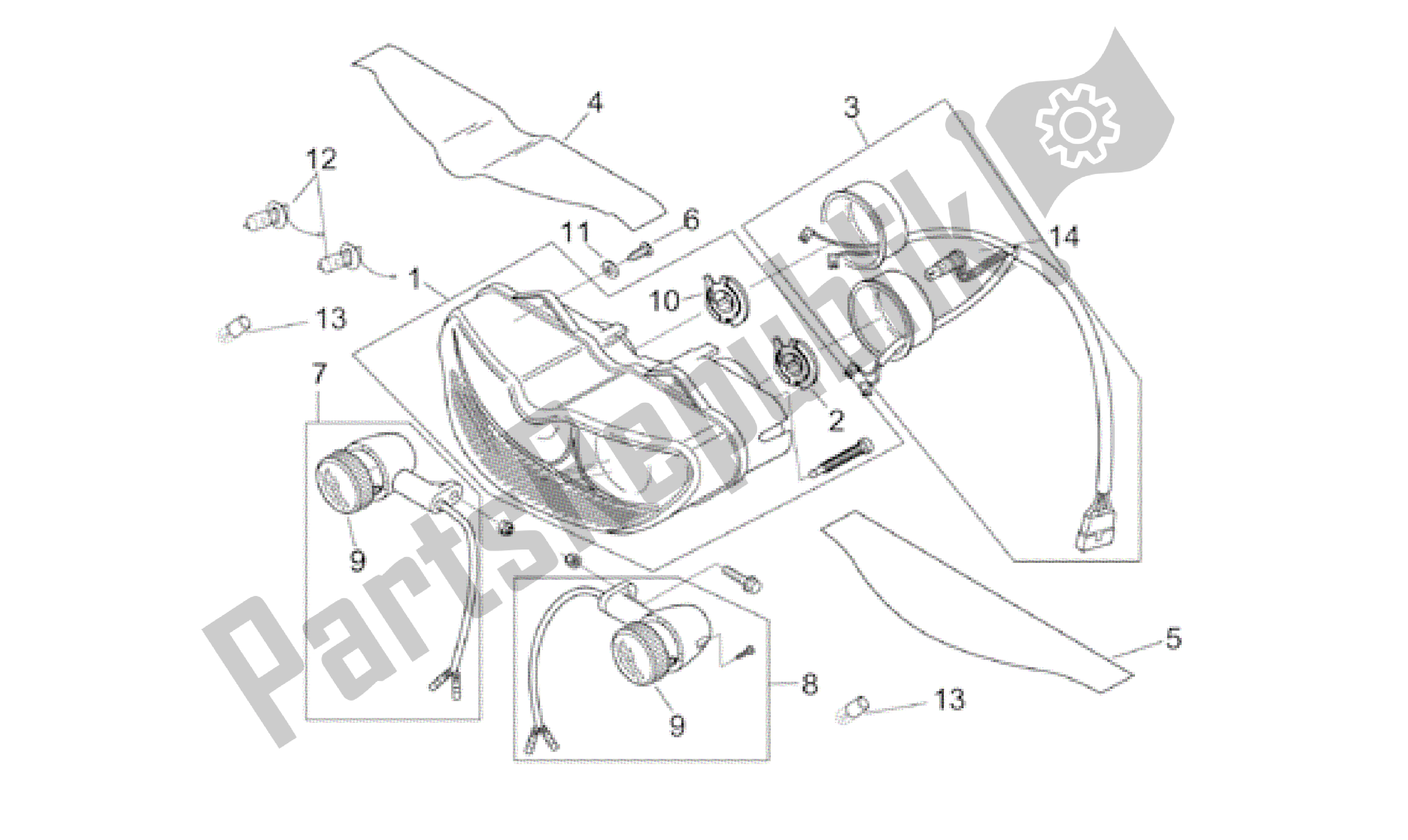 All parts for the Front Lights of the Aprilia RS 50 1999 - 2005