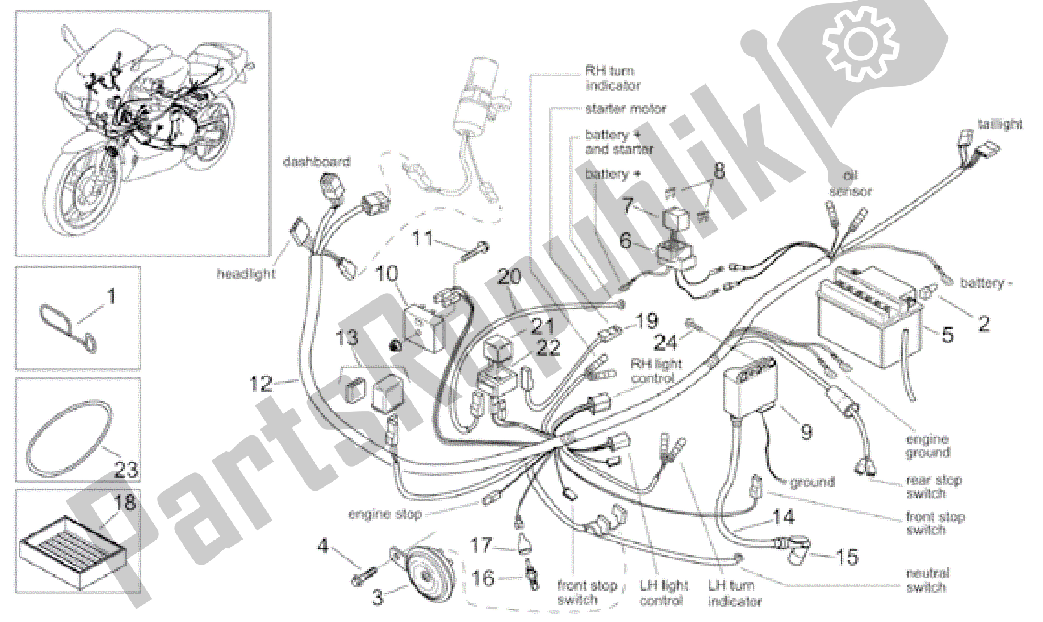 Alle onderdelen voor de Elektrisch Systeem van de Aprilia RS 50 1999 - 2005