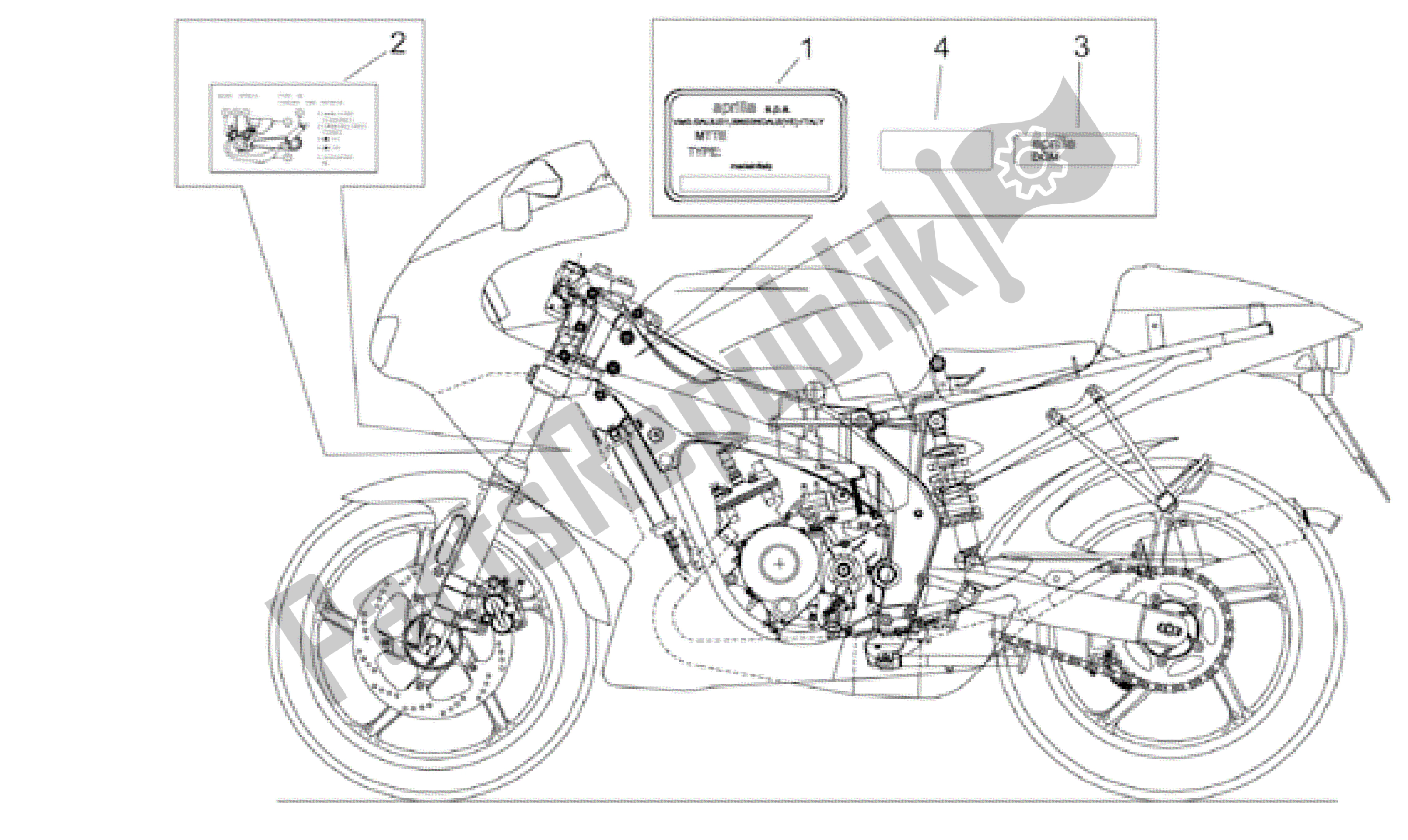 Alle onderdelen voor de Plaat Set van de Aprilia RS 50 1999 - 2005