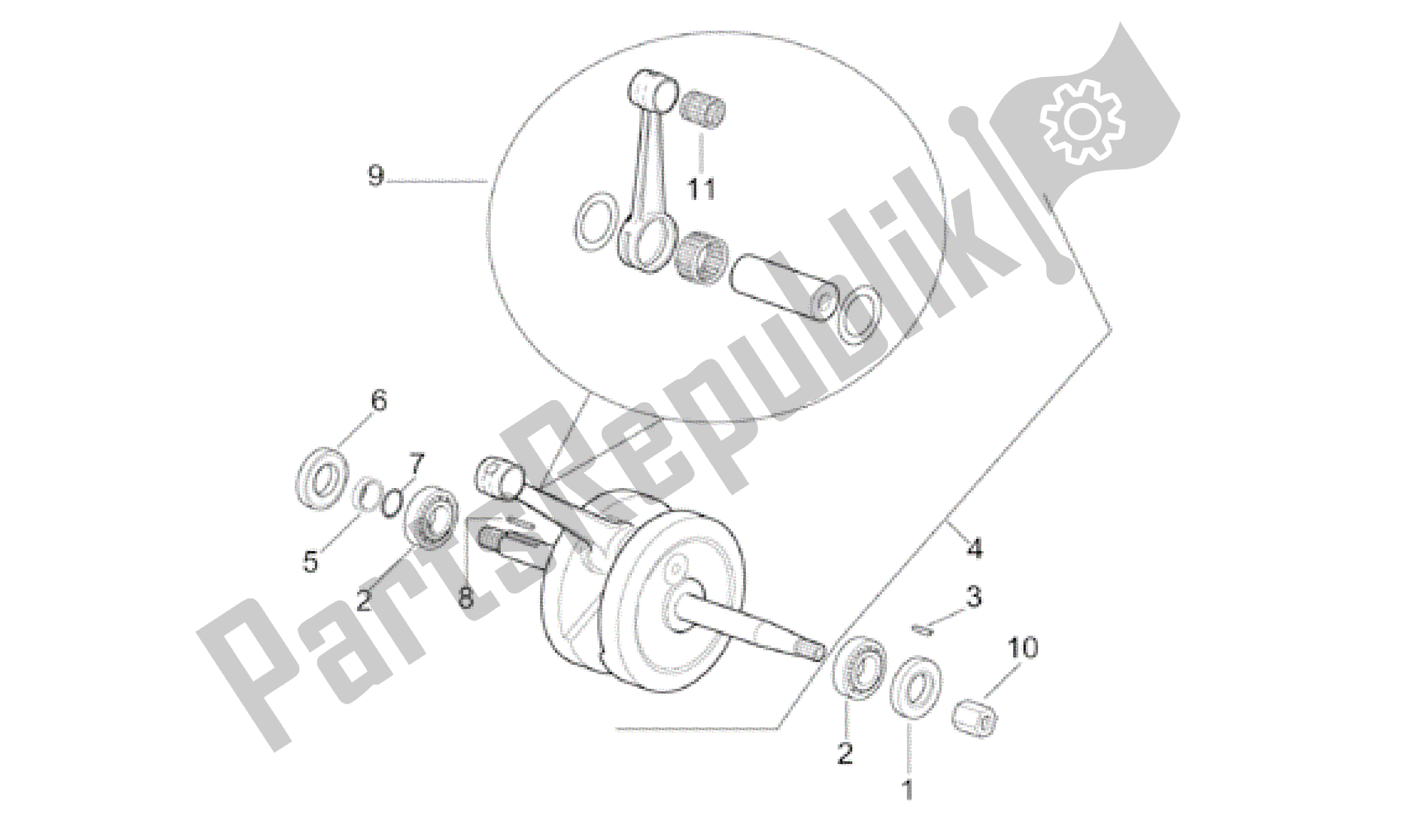 Todas as partes de Eixo De Transmissão do Aprilia RS 50 1999 - 2005