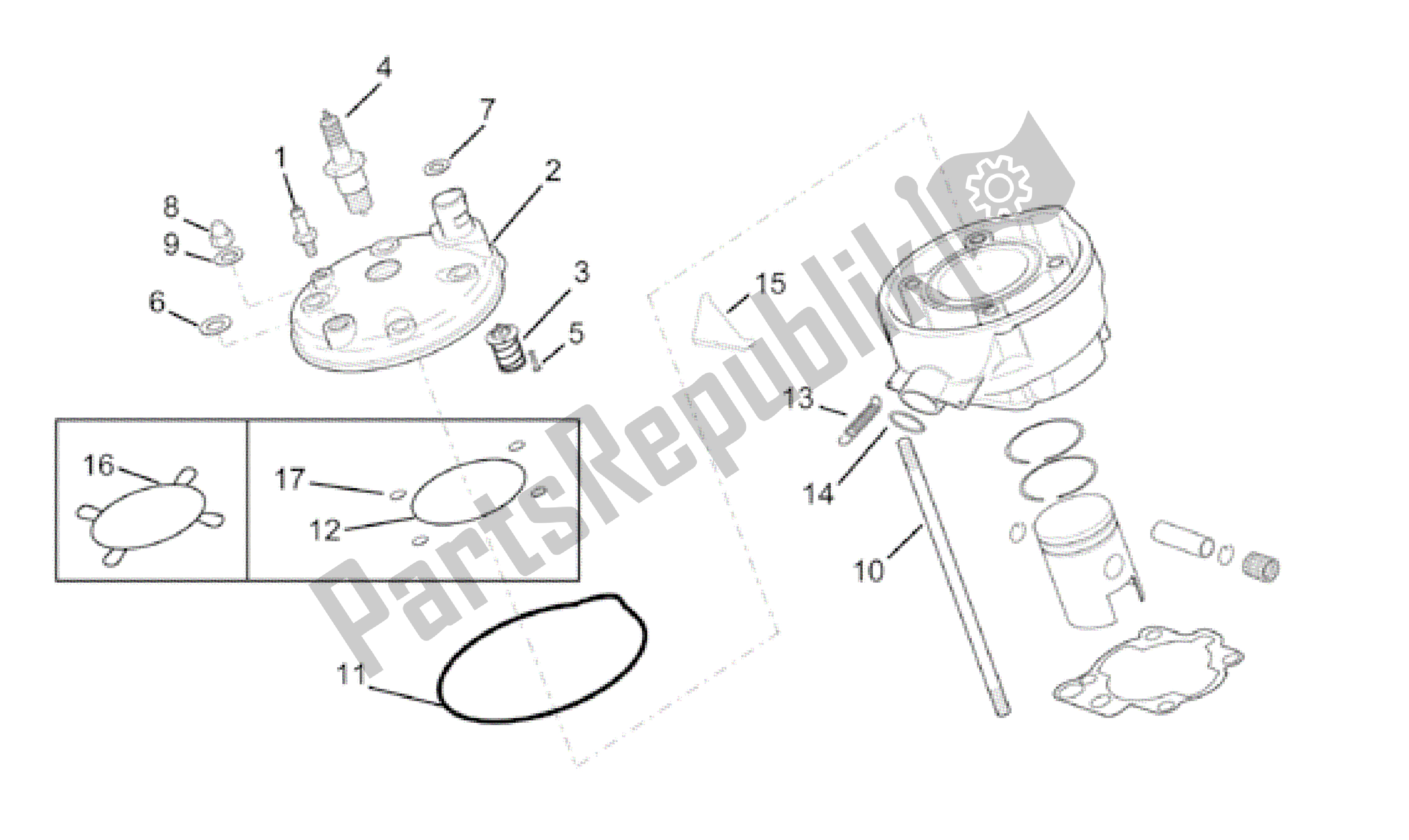 Tutte le parti per il Testata del Aprilia RS 50 1999 - 2005