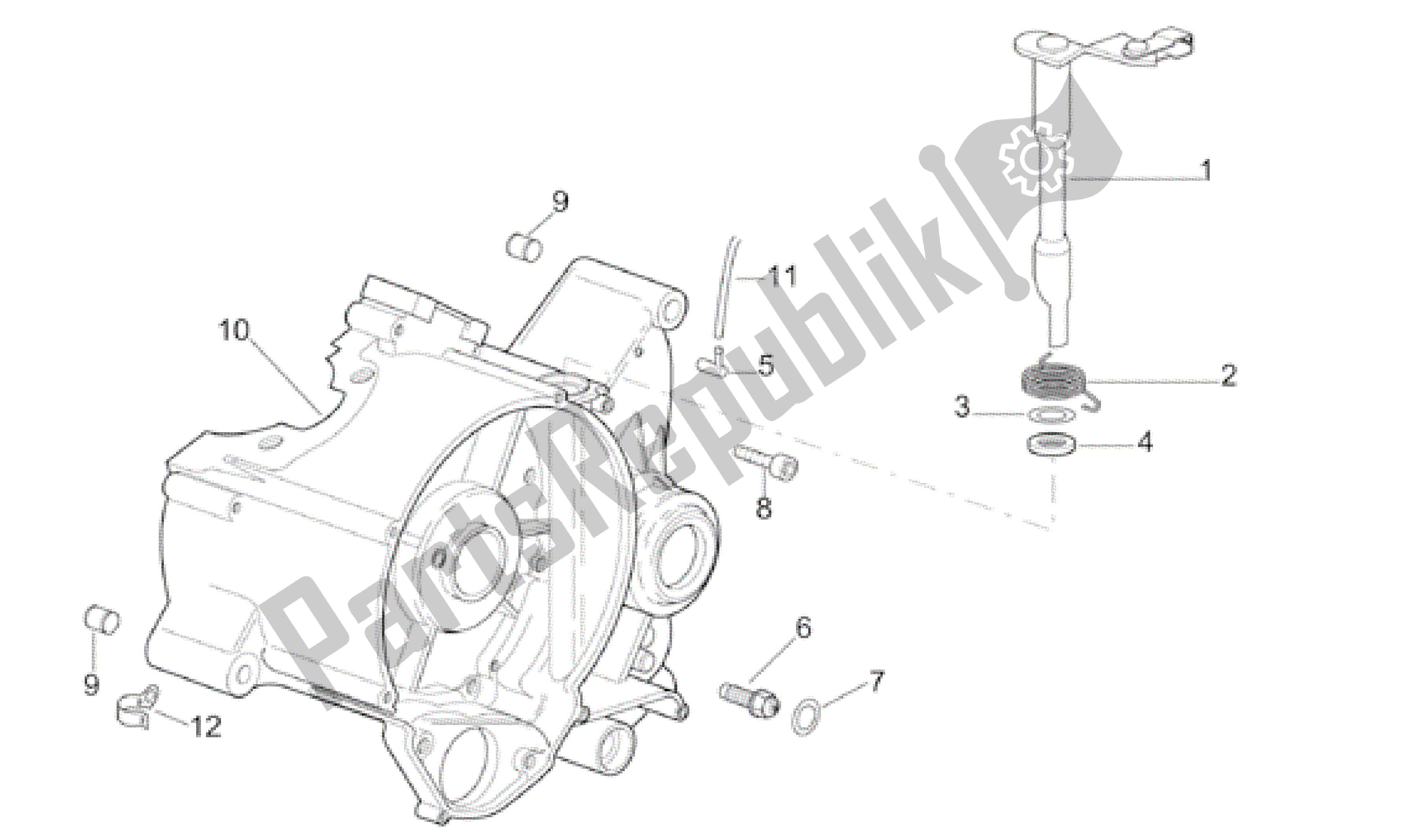 All parts for the Right Crankcase of the Aprilia RS 50 1999 - 2005
