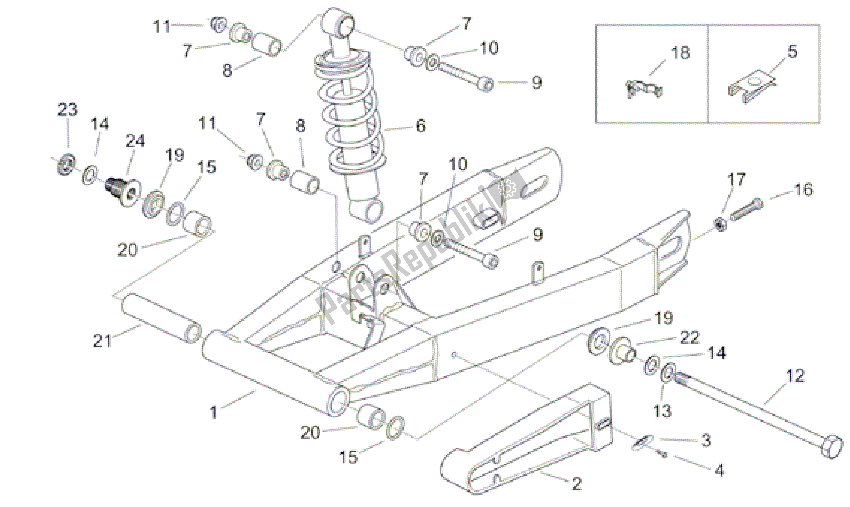 Tutte le parti per il Forcellone - Ammortizzatore del Aprilia RS 50 1999 - 2005