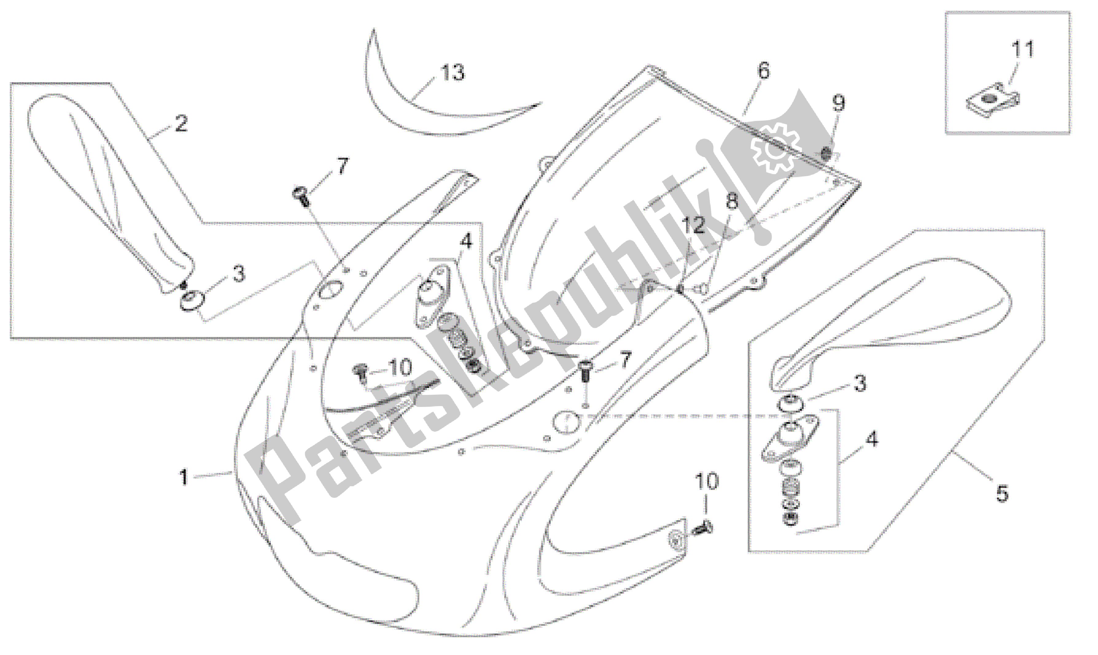 All parts for the Front Body I of the Aprilia RS 50 1999 - 2005