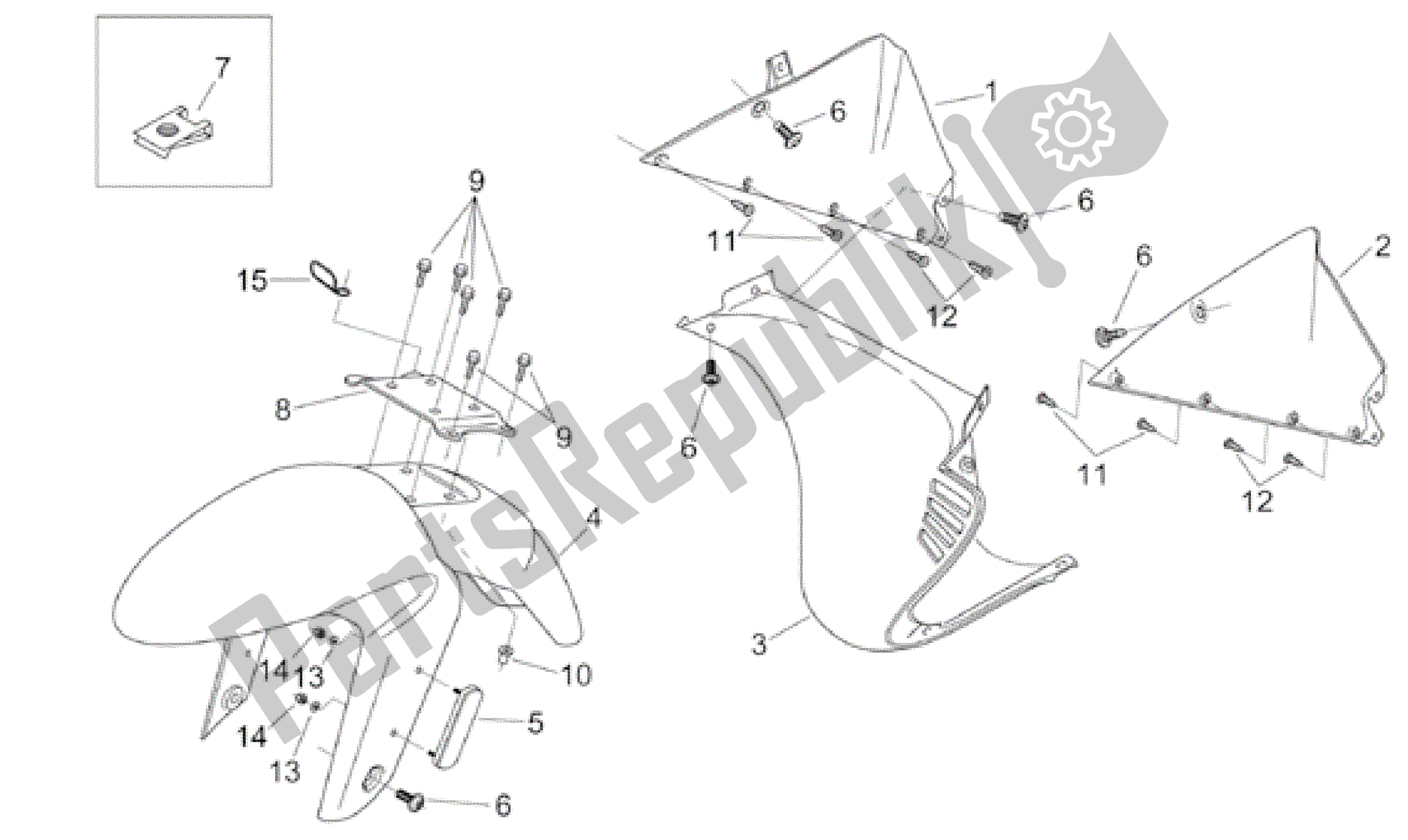 Todas as partes de Corpo Frontal Ii do Aprilia RS 50 1999 - 2005