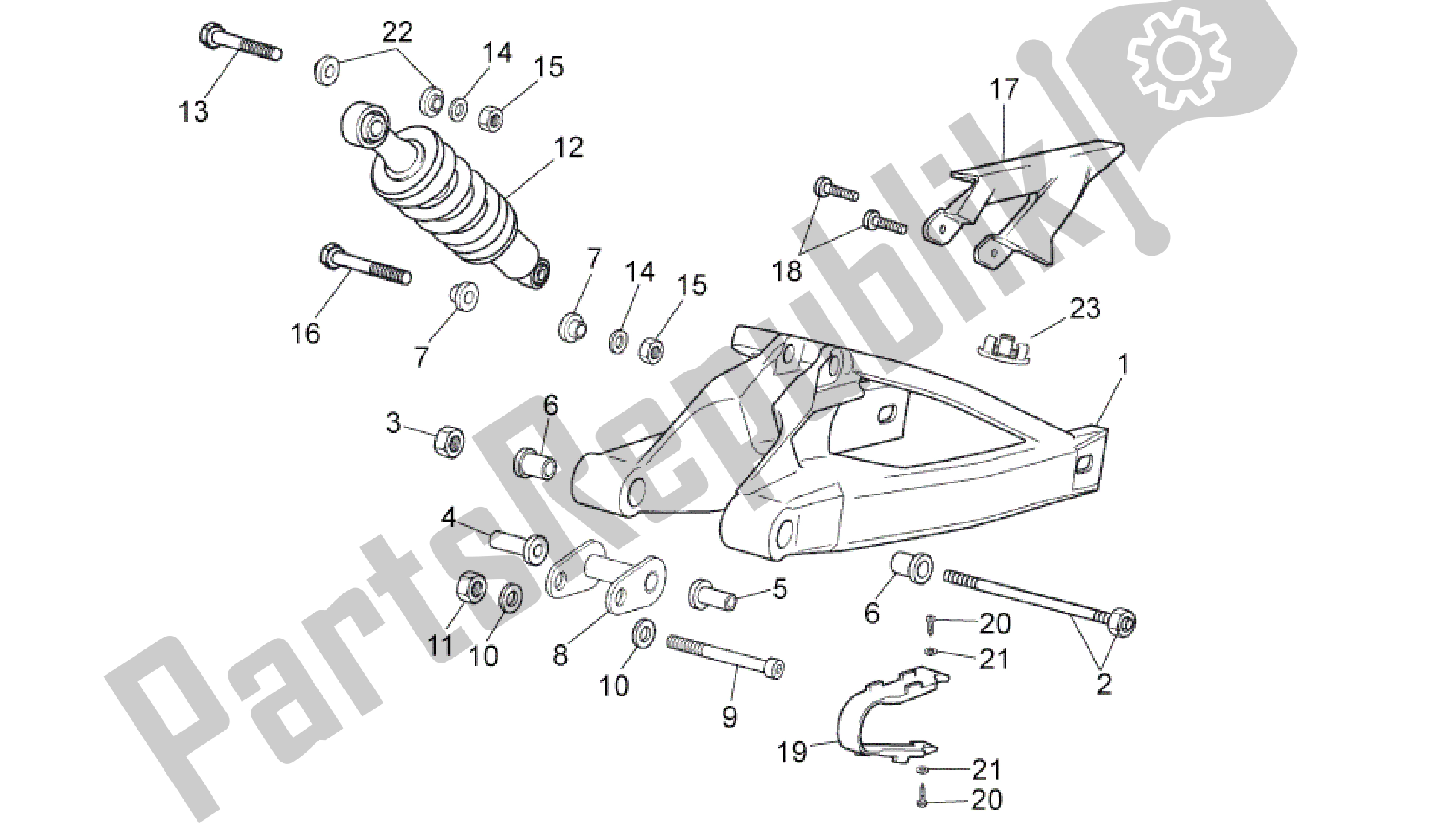 Alle onderdelen voor de Zwenkarm - Schokdemper van de Aprilia RS 50 2006 - 2010