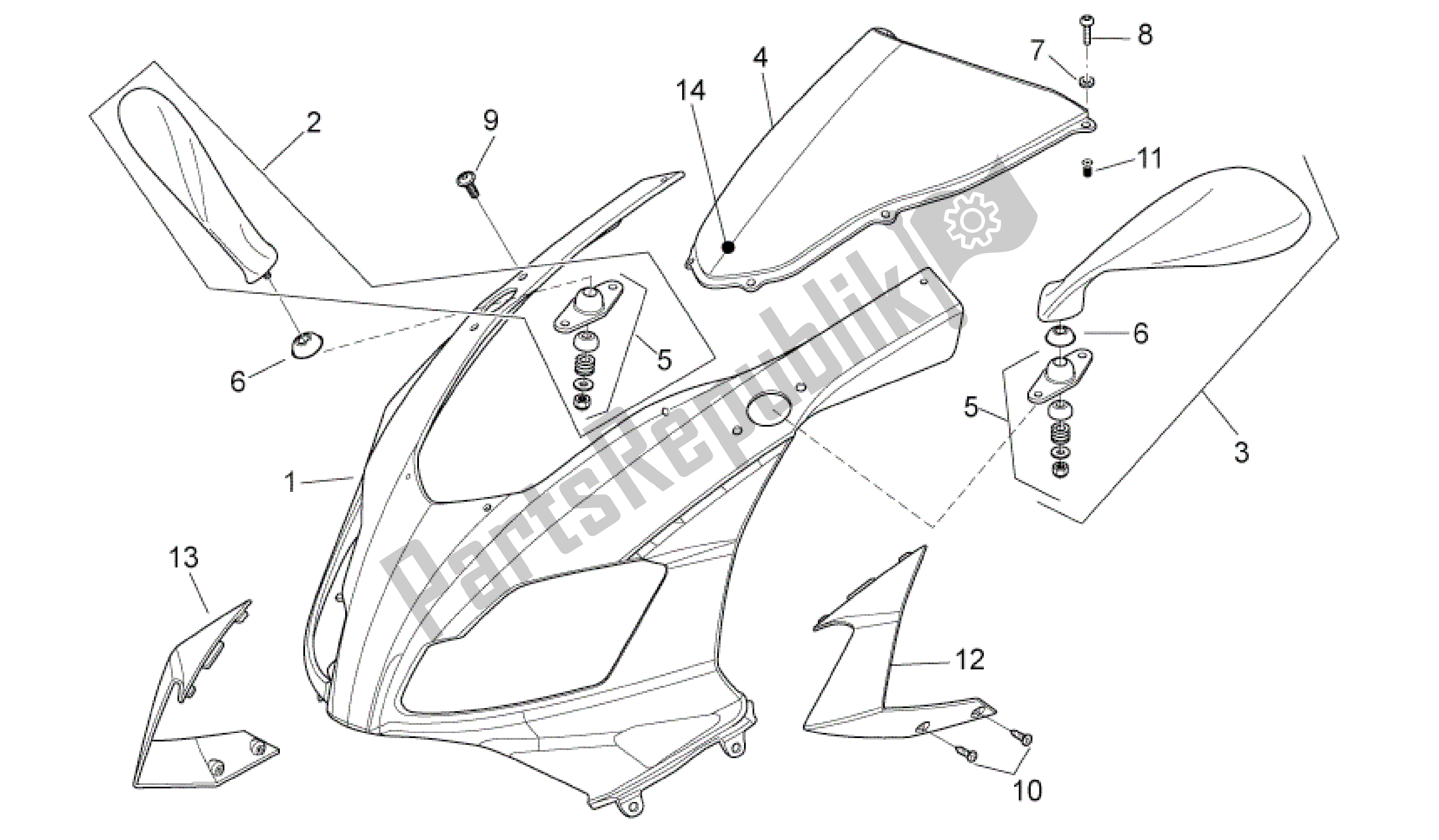 Alle onderdelen voor de Voorkant I van de Aprilia RS 50 2006 - 2010