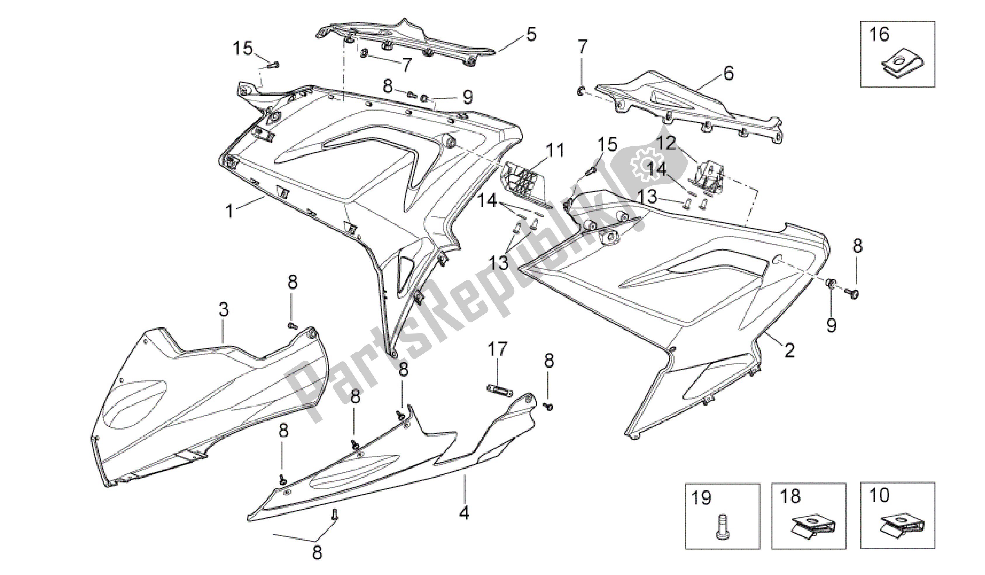 Todas las partes para Cuerpo Central de Aprilia RS 50 2006 - 2010