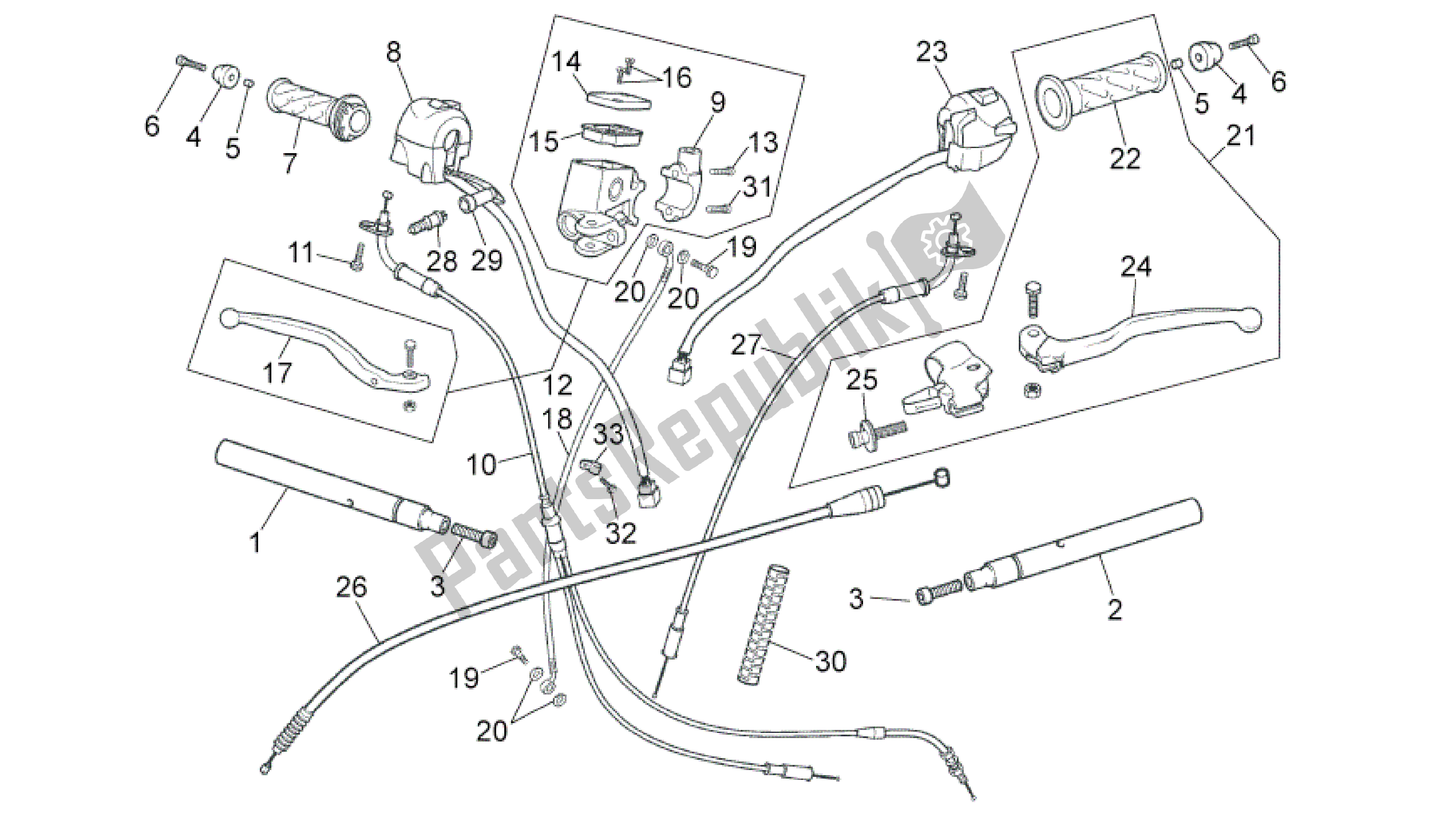 Wszystkie części do Sterownica Aprilia RS 50 2006 - 2010