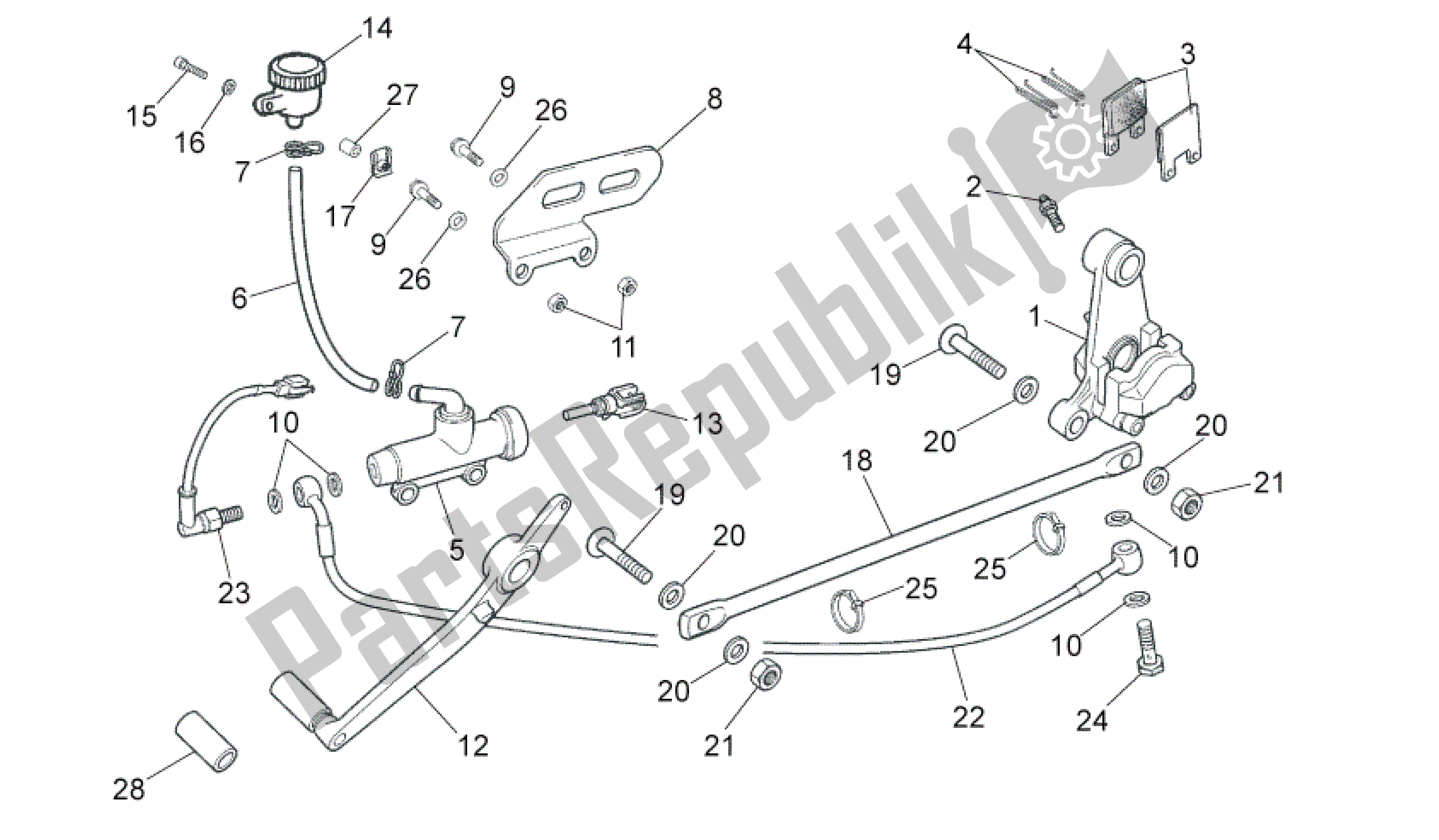 All parts for the Rear Brake System of the Aprilia RS 50 2006 - 2010