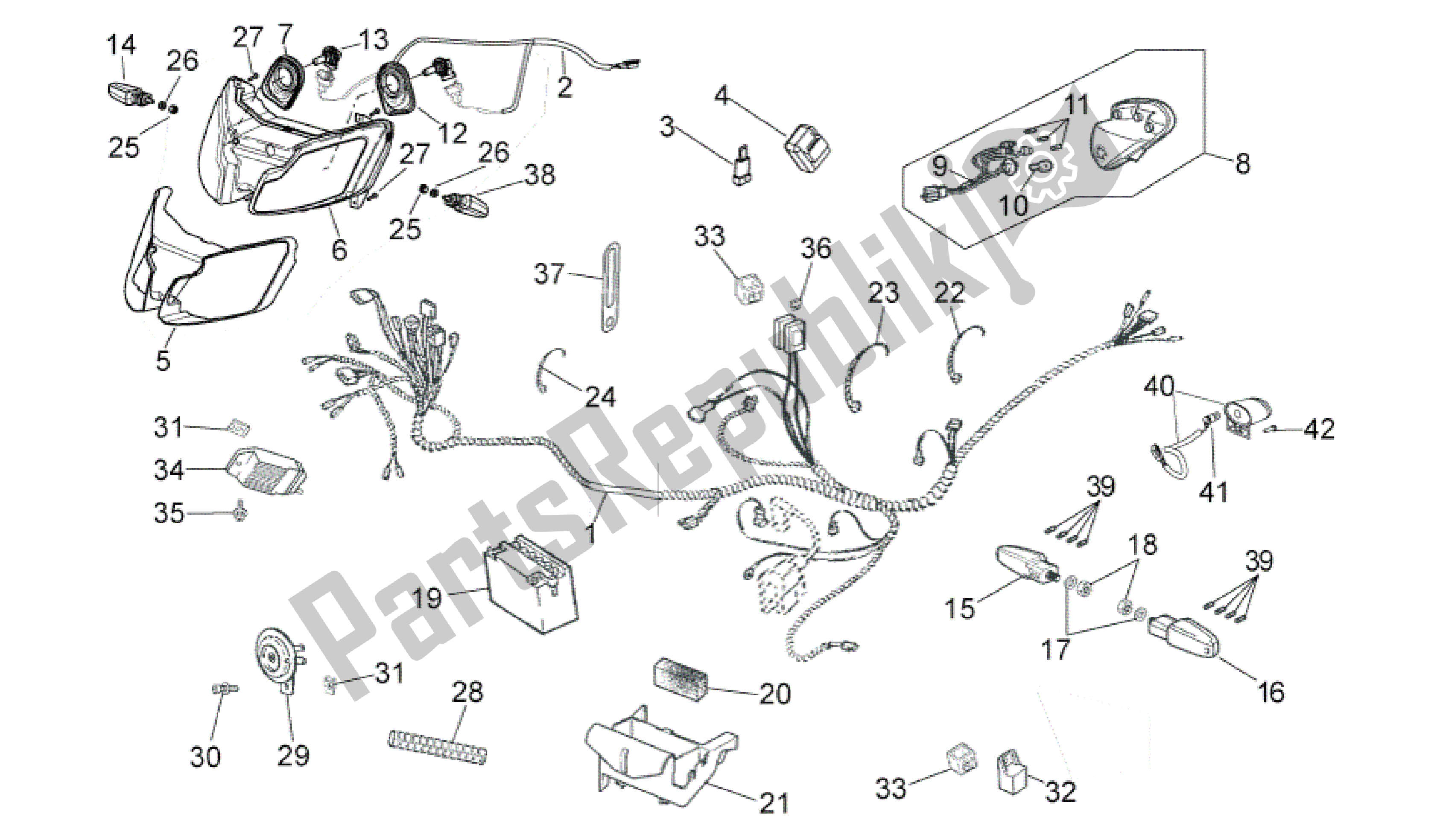 Todas as partes de Sistema Elétrico do Aprilia RS 50 2006 - 2010