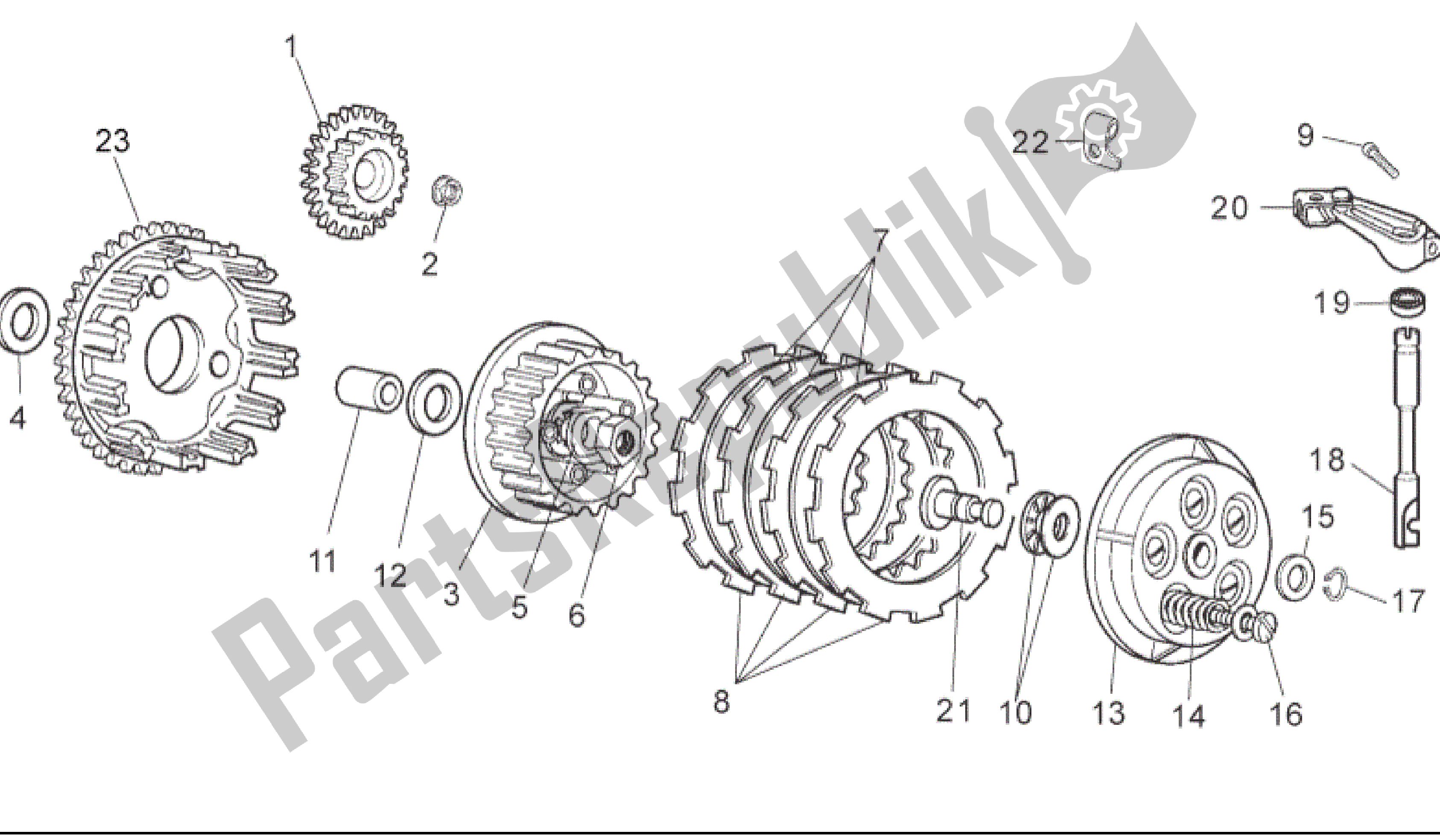 Alle onderdelen voor de Koppeling van de Aprilia RS 50 2006 - 2010