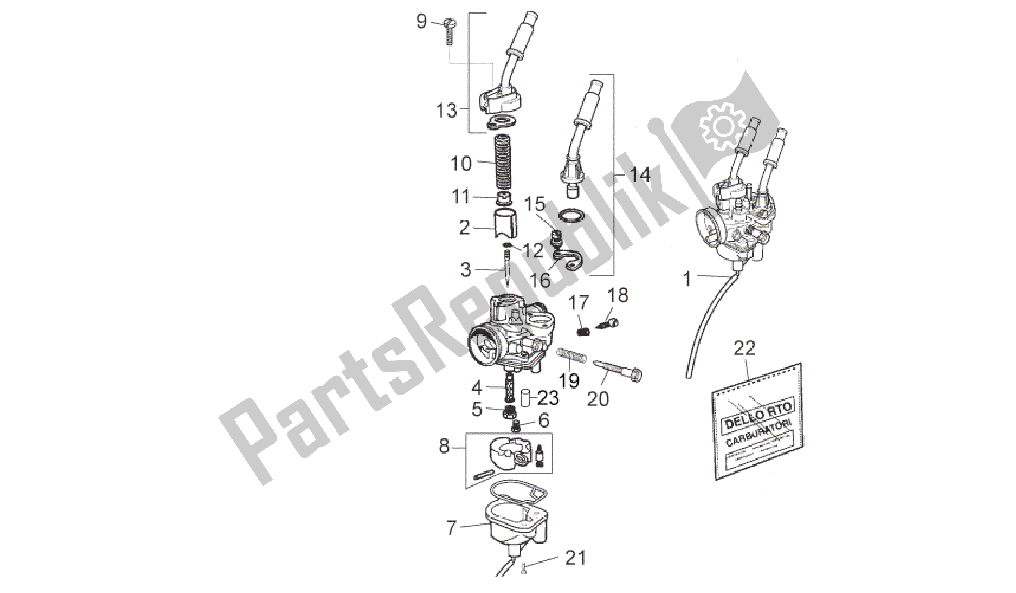 All parts for the Carburettor of the Aprilia RS 50 2006 - 2010