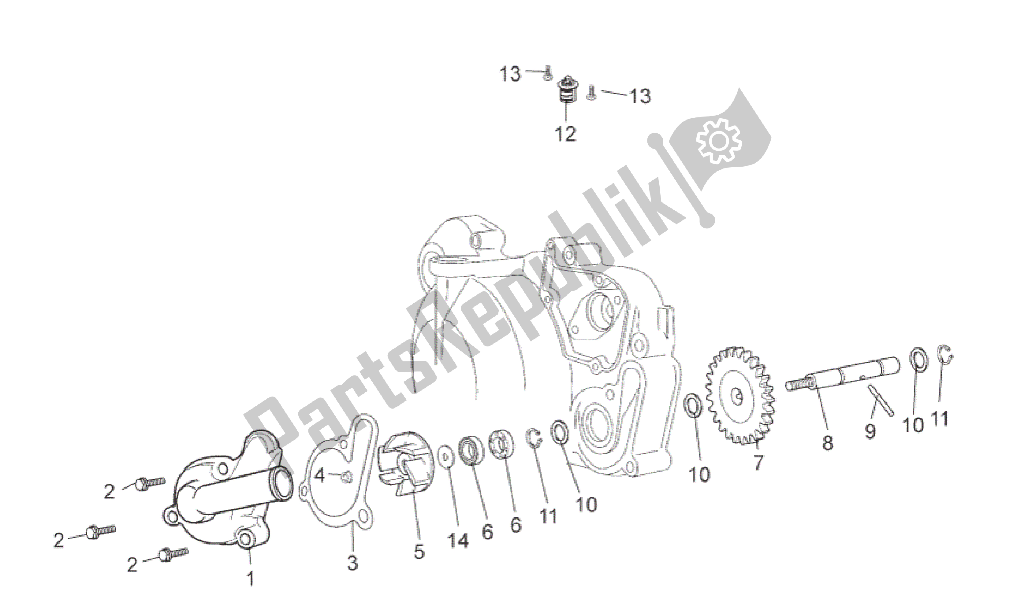 Todas as partes de Bomba De água do Aprilia RS 50 2006 - 2010