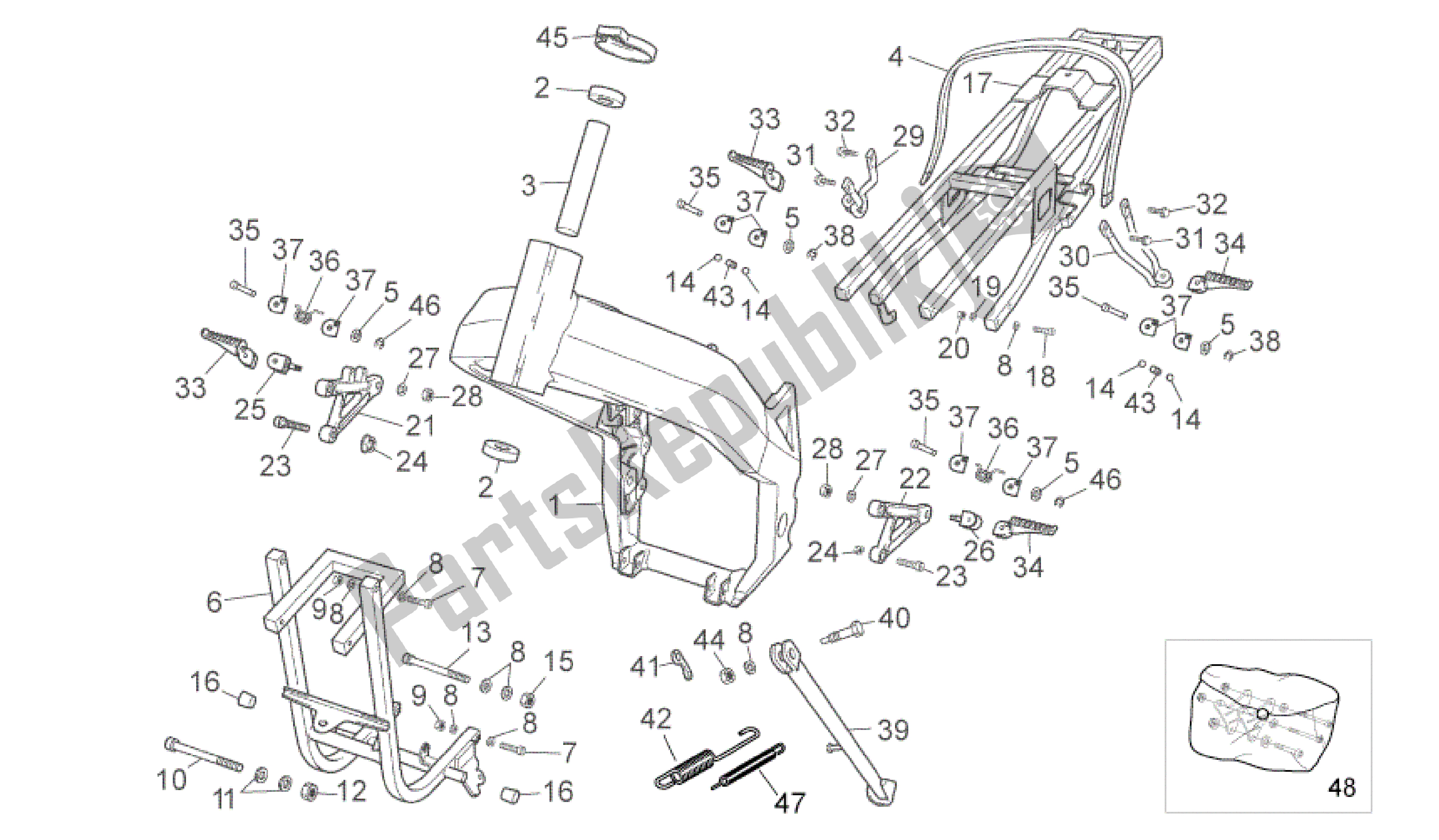 Todas as partes de Quadro - Berço do Aprilia RS 50 2006 - 2010