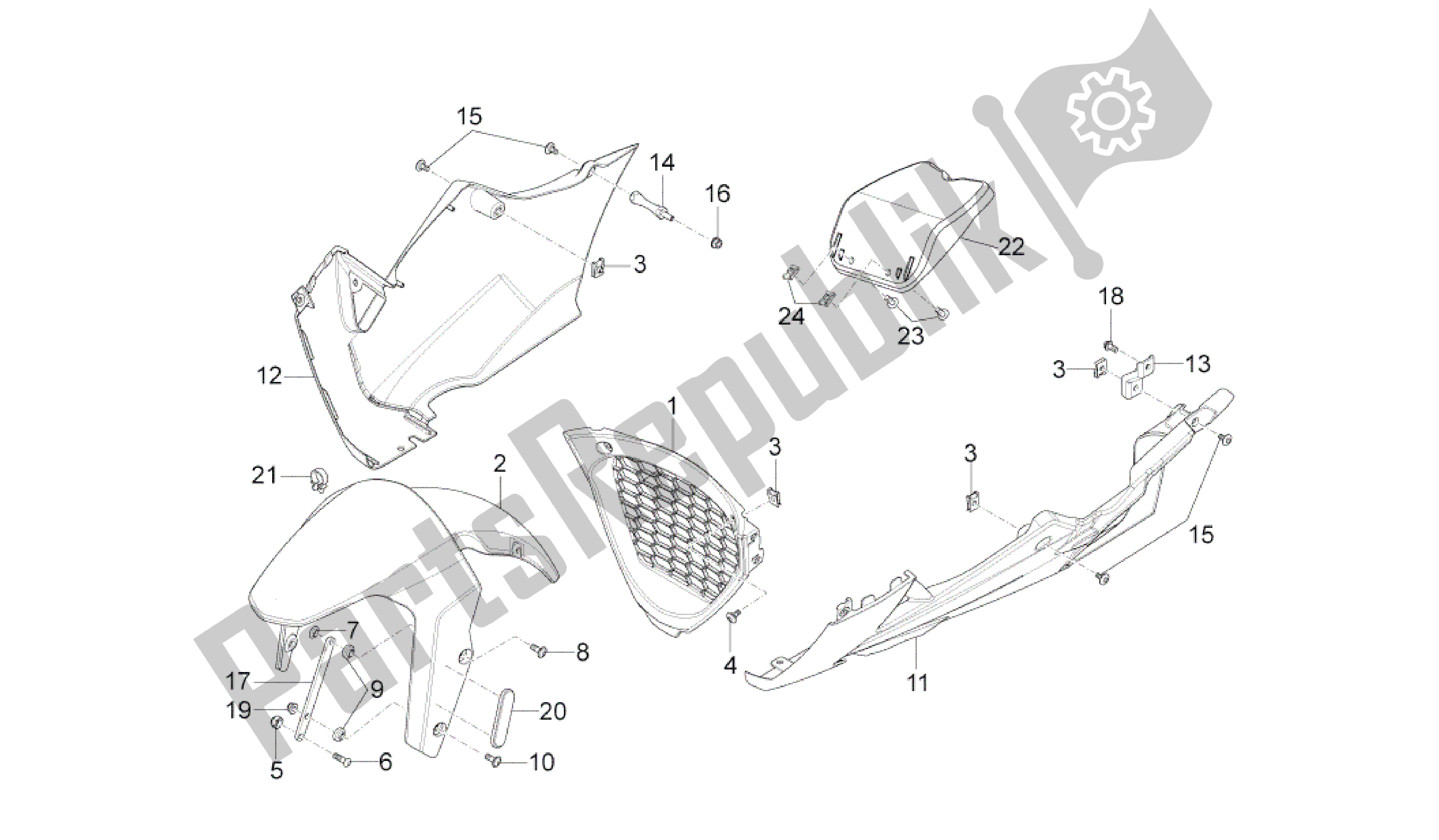 Alle Teile für das Vordere Kotflügelsäule des Aprilia RS4 50 2011 - 2013