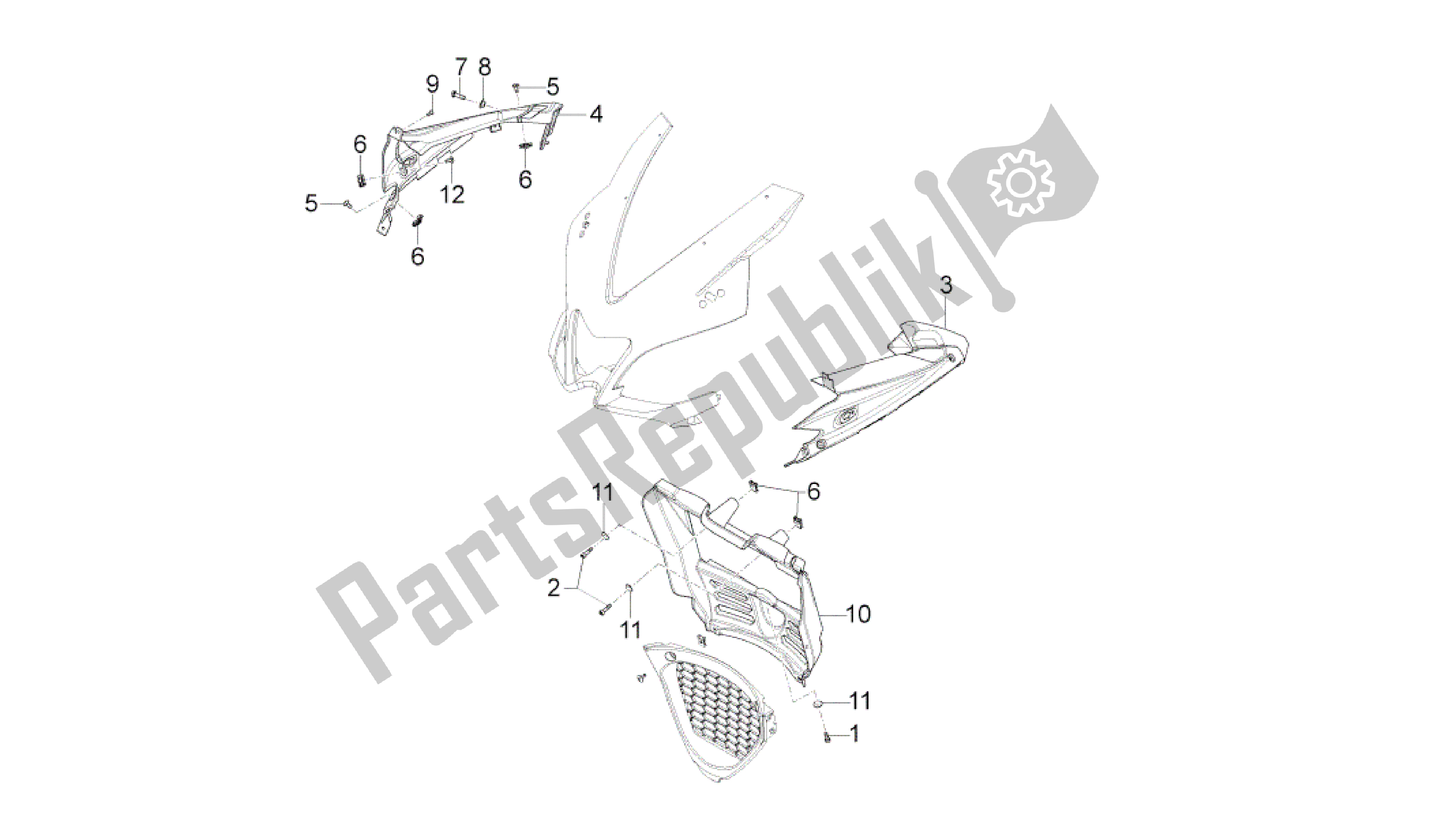 Alle onderdelen voor de Kanaal van de Aprilia RS4 50 2011 - 2013