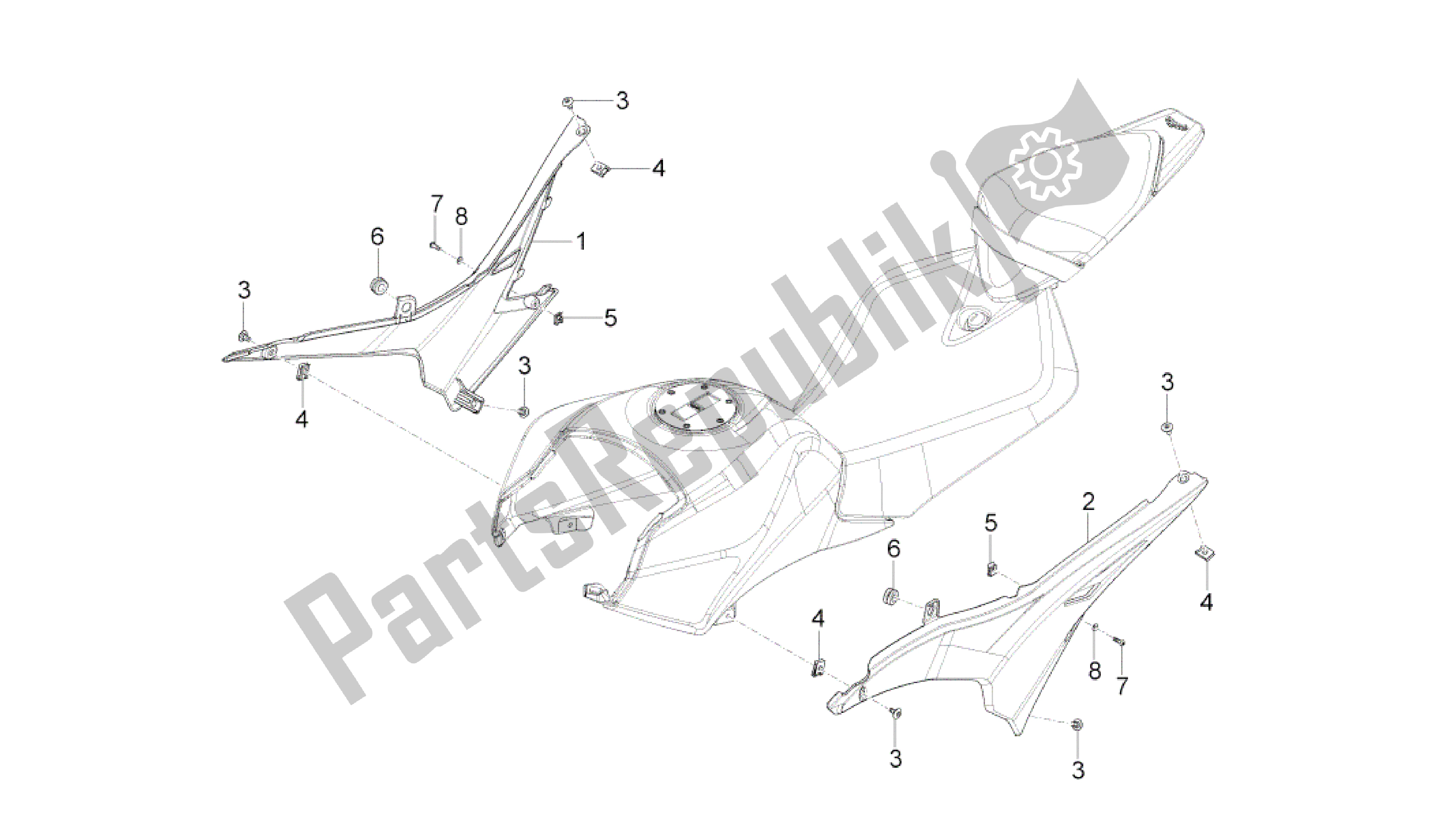 Todas las partes para Cuerpo Central de Aprilia RS4 50 2011 - 2013