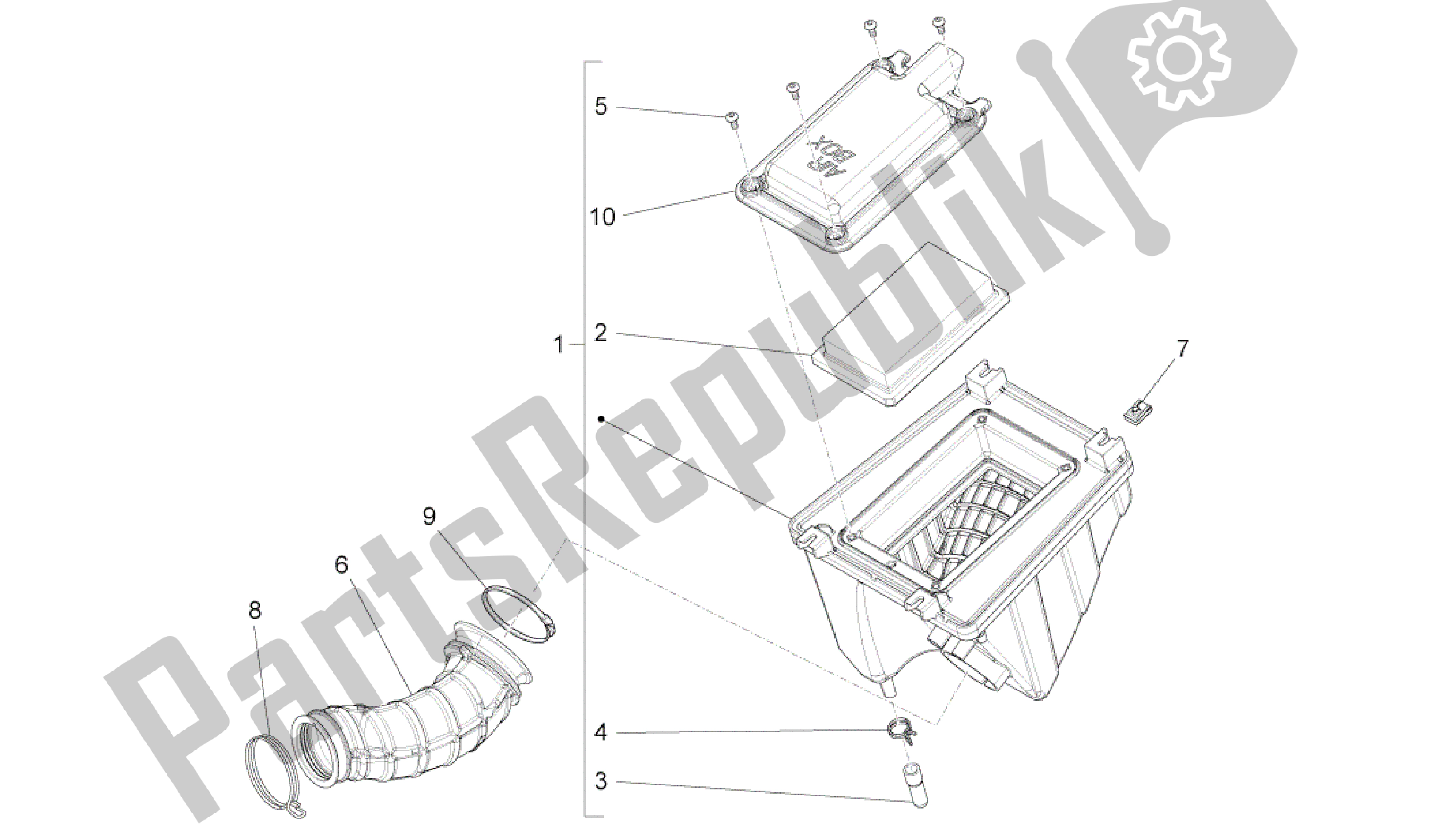 Todas as partes de Caixa De Ar do Aprilia RS4 50 2011 - 2013