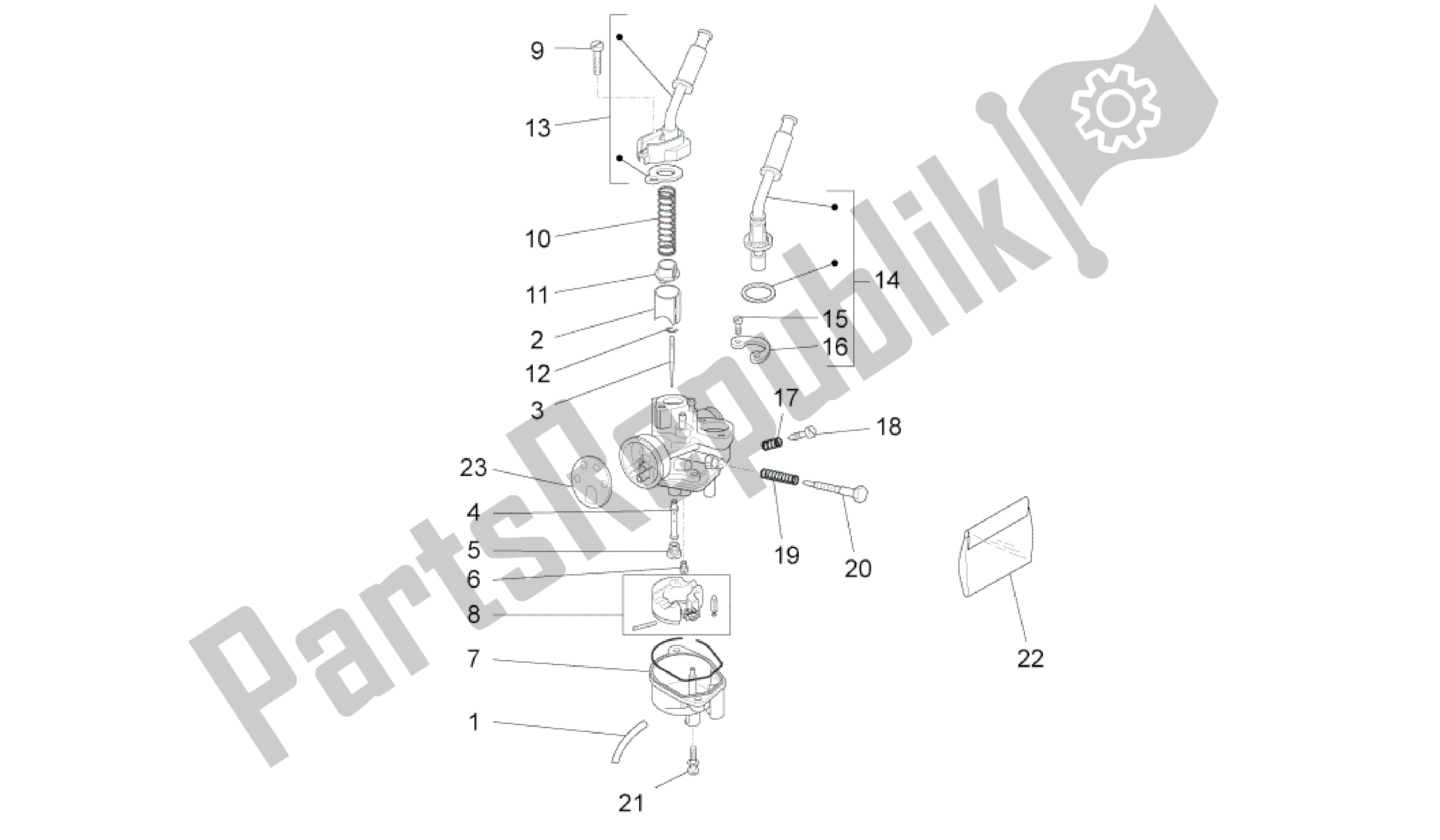 Alle onderdelen voor de Carburateur van de Aprilia RS4 50 2011 - 2013