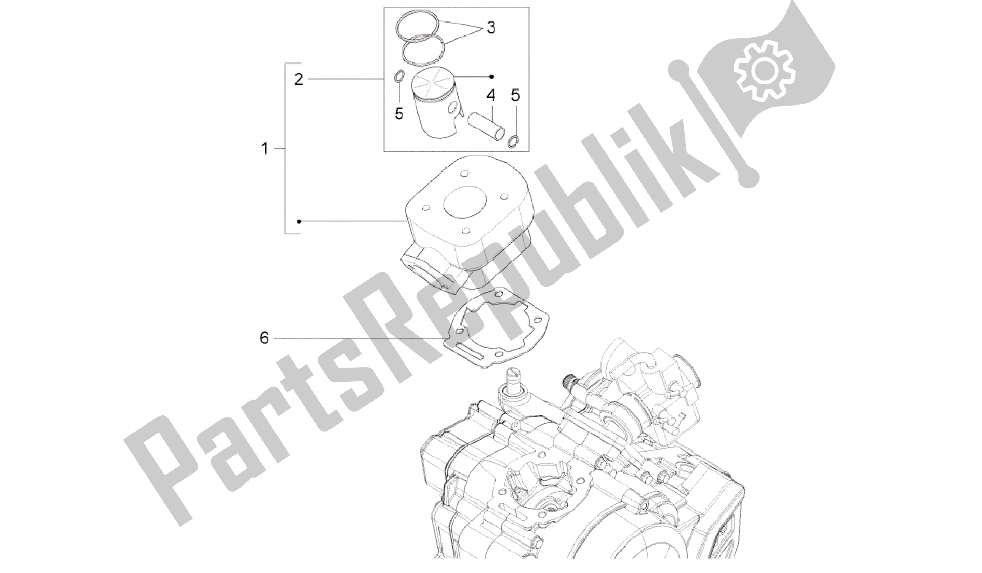 Todas las partes para Cilindro - Pistón de Aprilia RS4 50 2011 - 2013