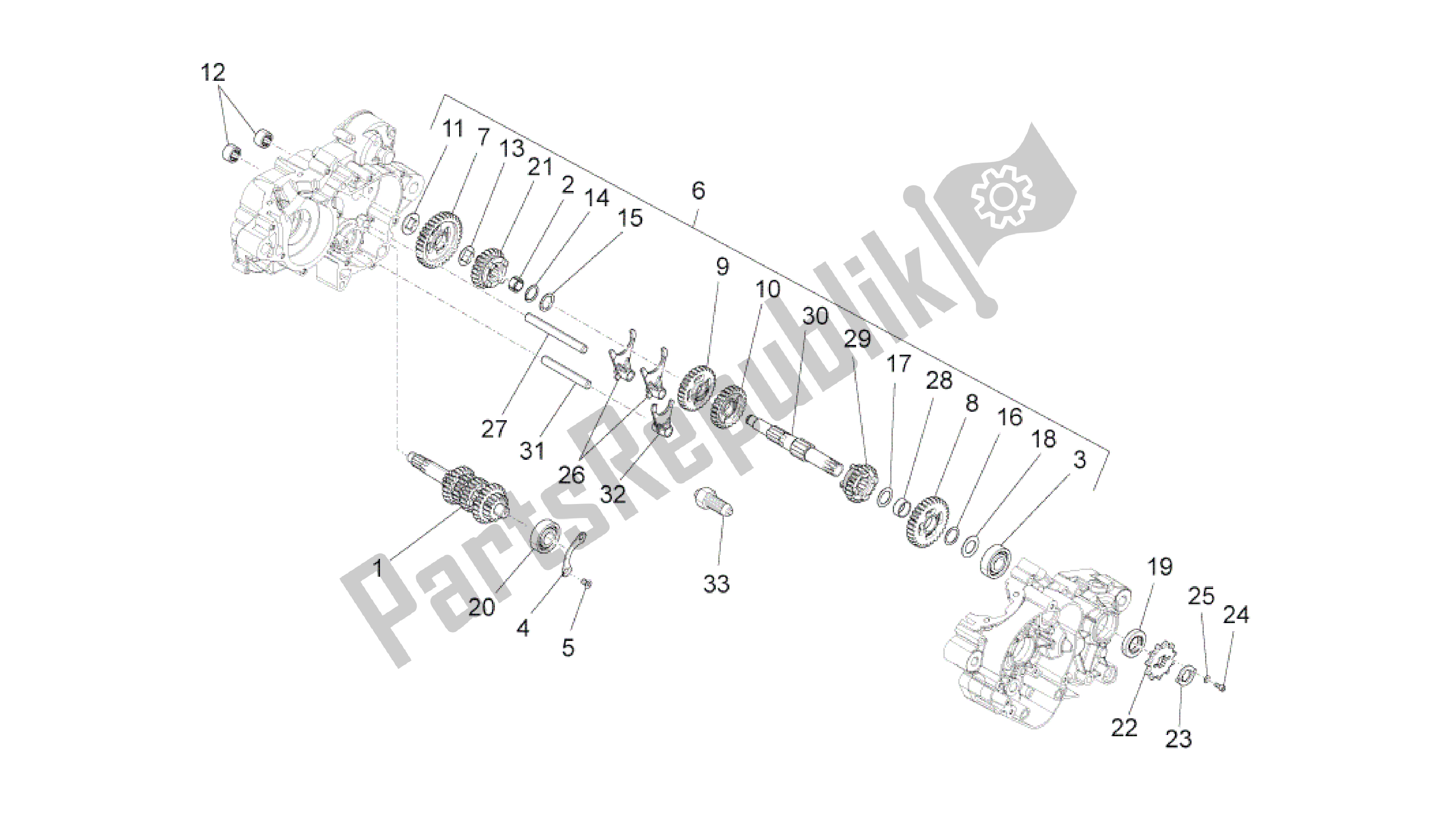 Tutte le parti per il Scatola Ingranaggi - Gruppo Ingranaggi del Aprilia RS4 50 2011 - 2013