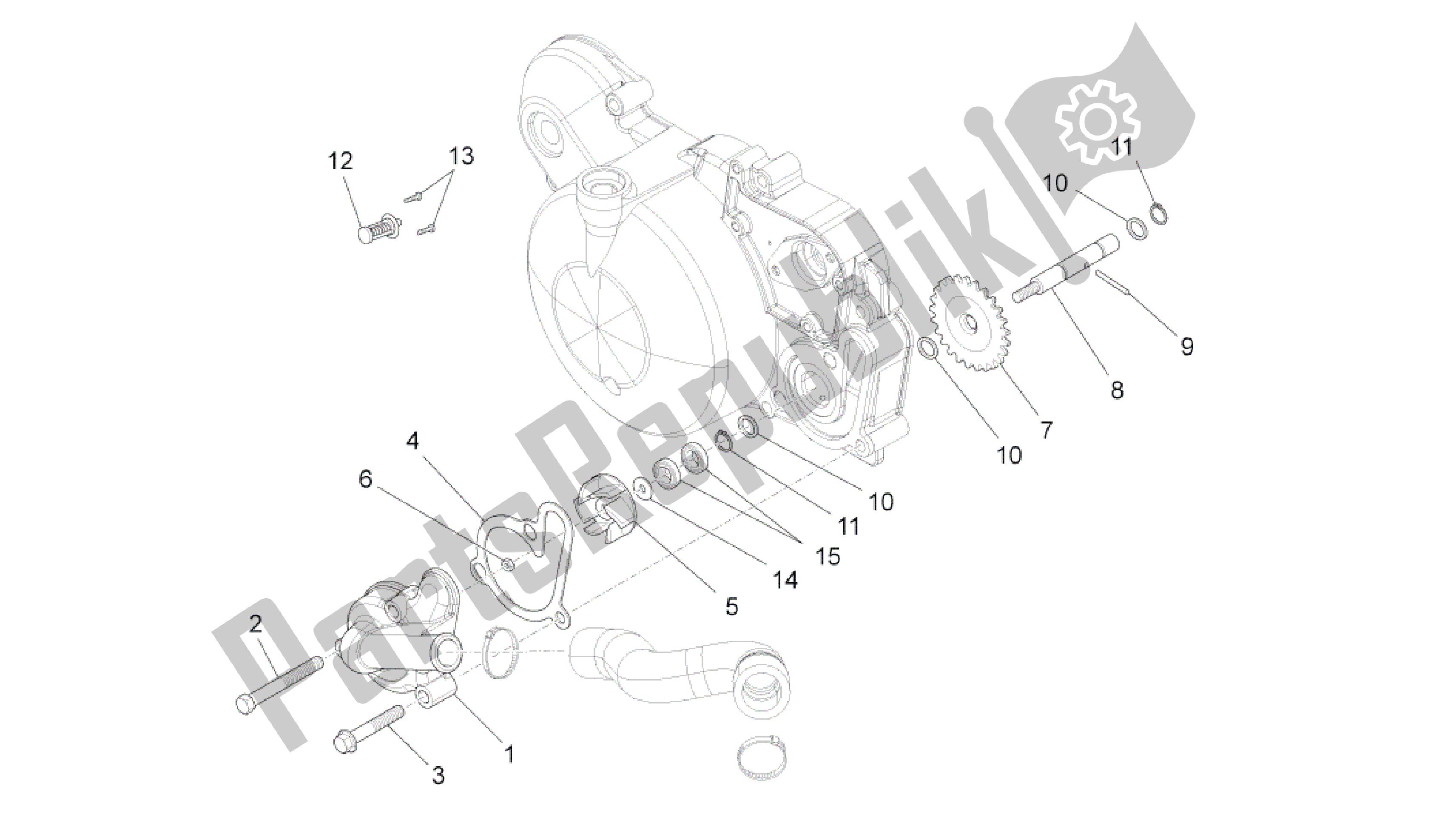 All parts for the Water Pump of the Aprilia RS4 50 2011 - 2013