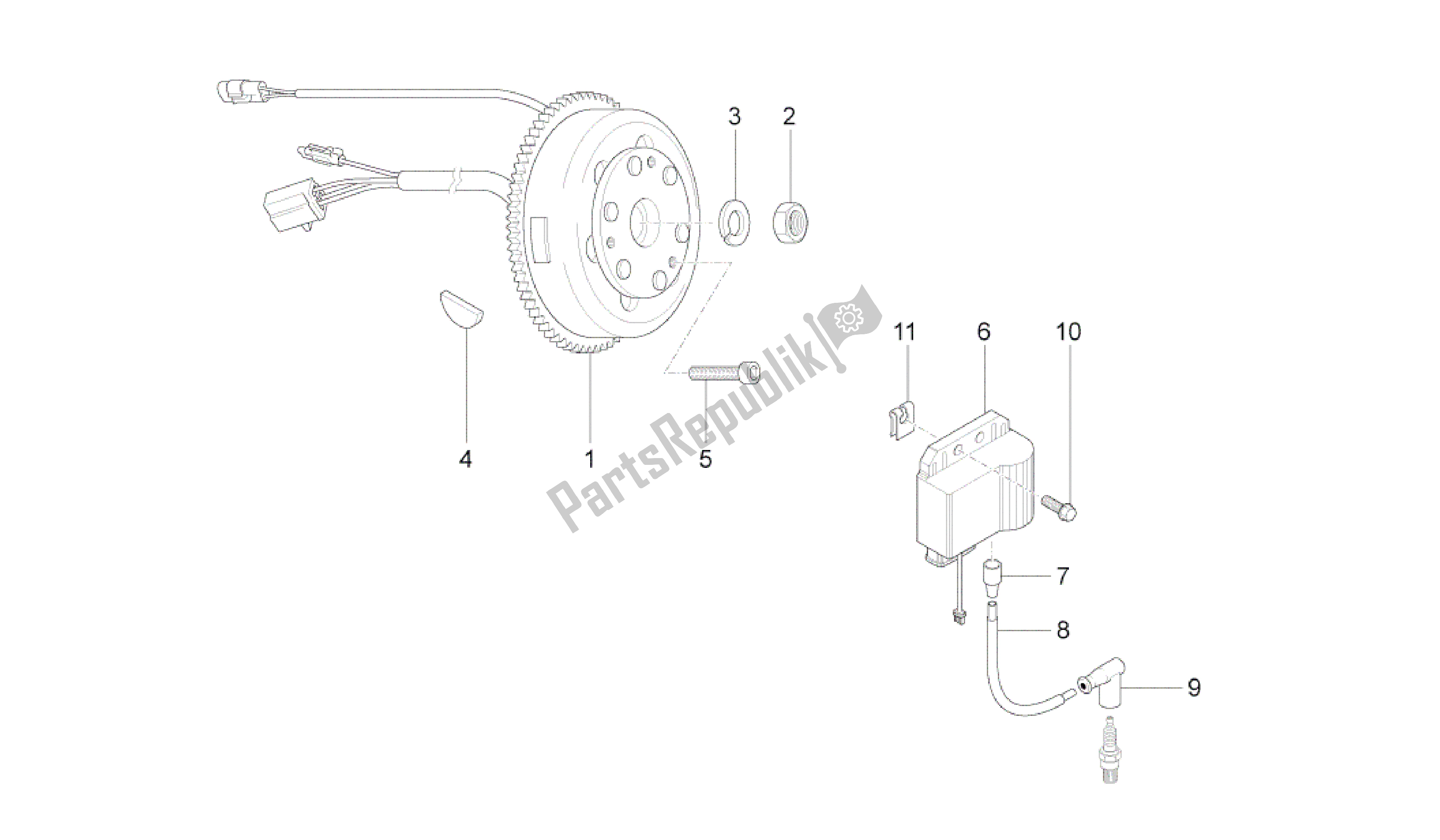All parts for the Cdi Magneto Assy / Ignition Unit of the Aprilia RS4 50 2011 - 2013