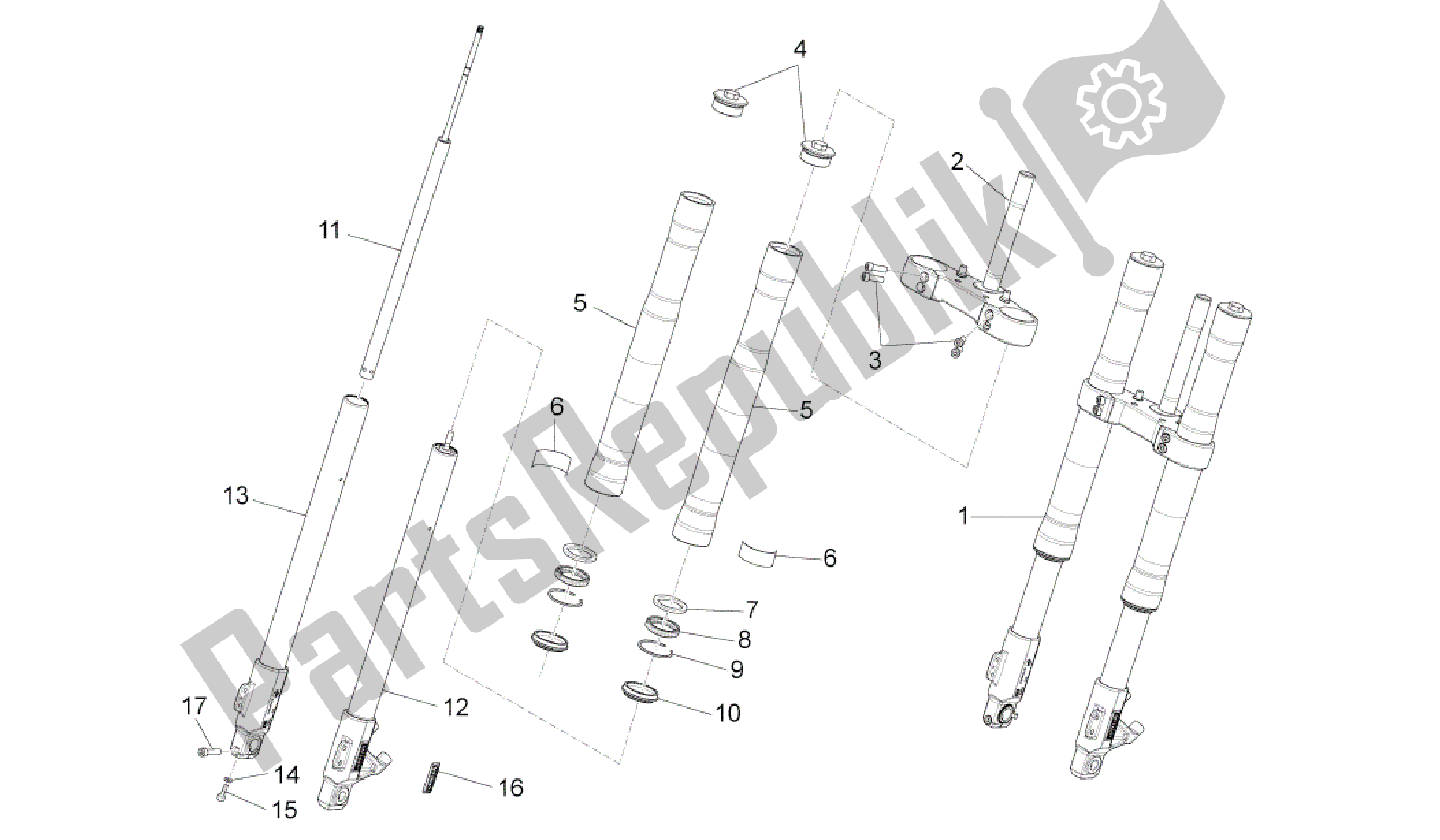 Tutte le parti per il Forcella Anteriore Paioli del Aprilia RS4 50 2011 - 2013