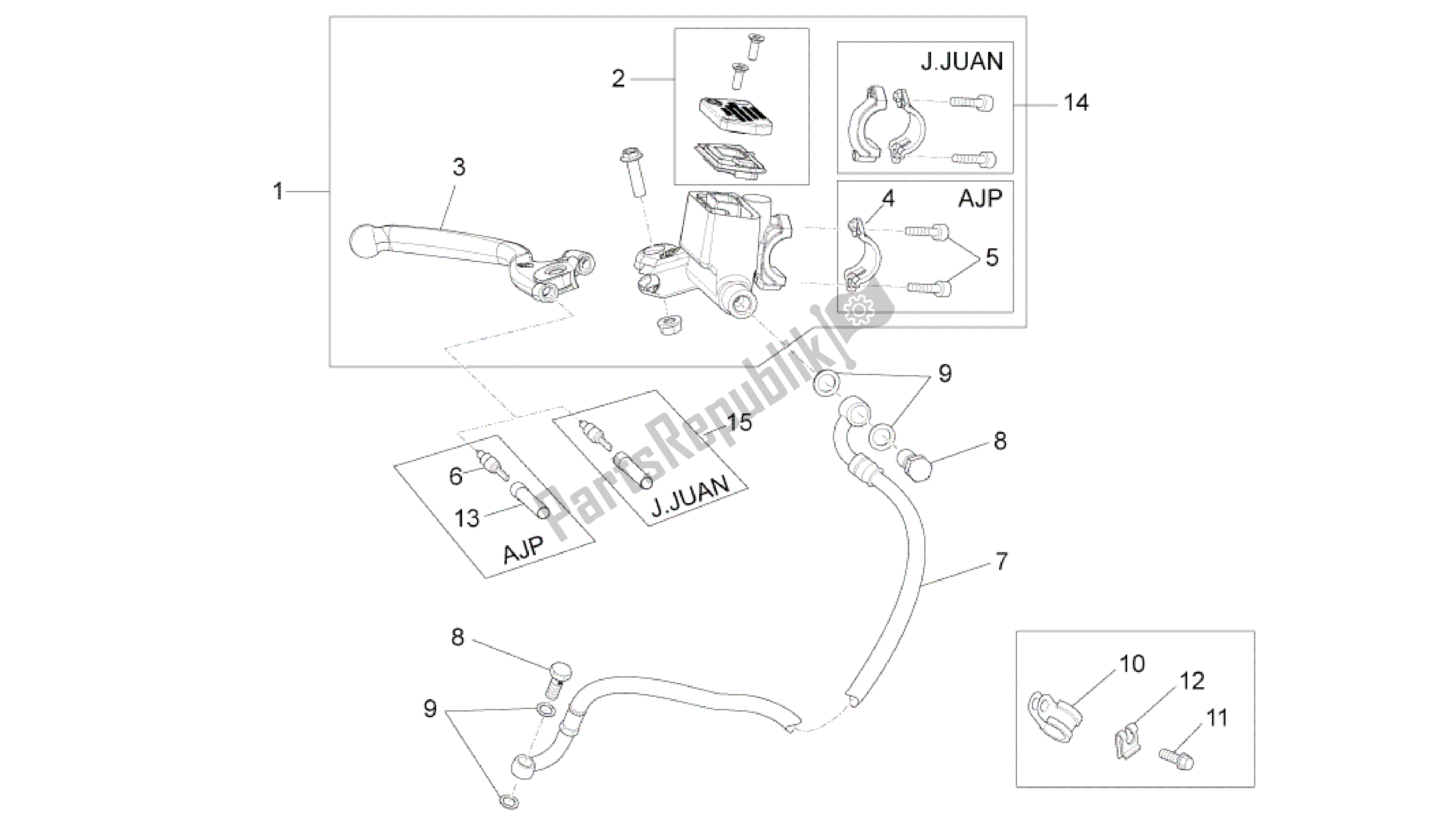 All parts for the Front Master Cilinder of the Aprilia RS4 50 2011 - 2013