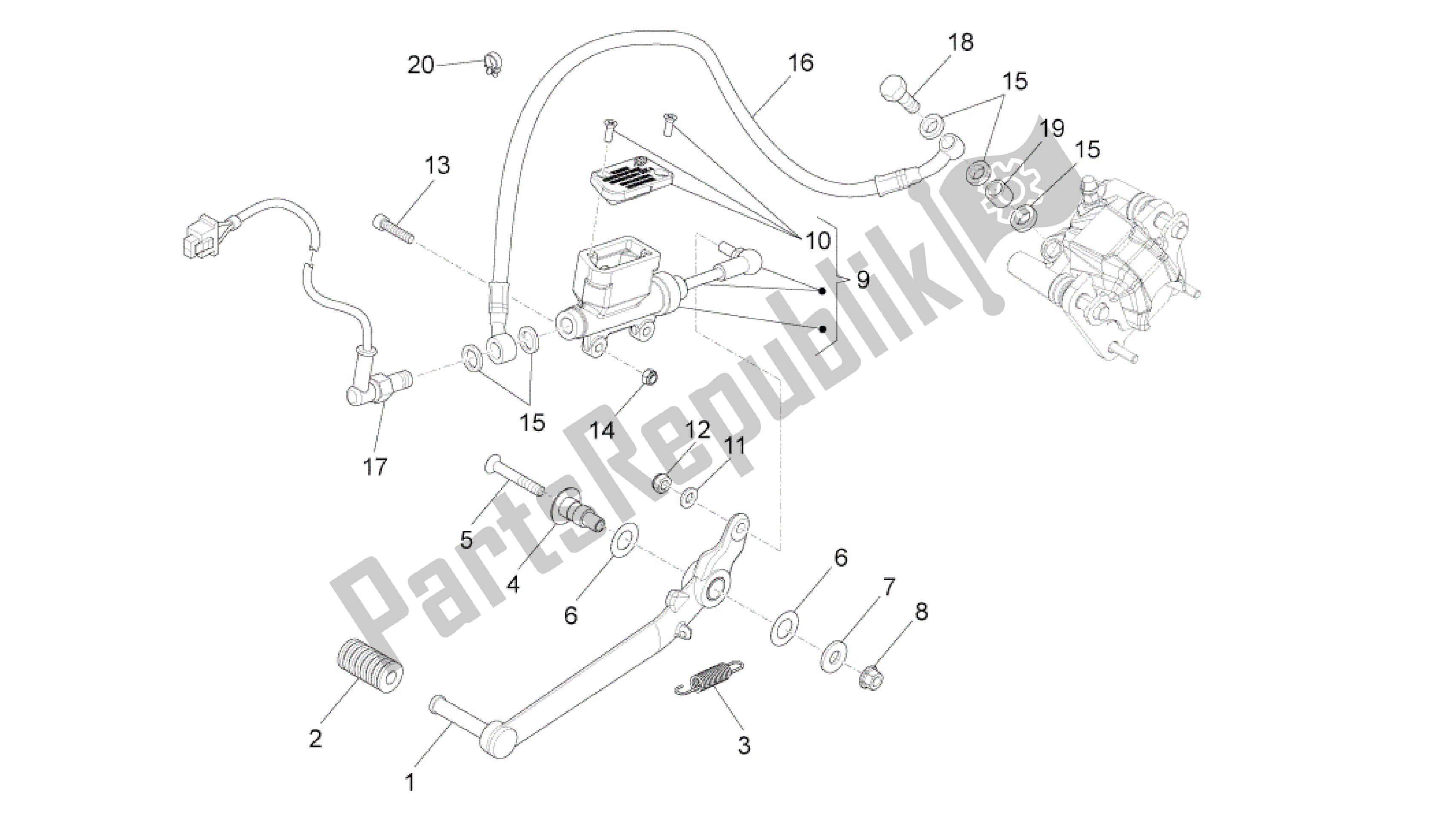 Wszystkie części do Tylny Cylinder G?ówny Aprilia RS4 50 2011 - 2013