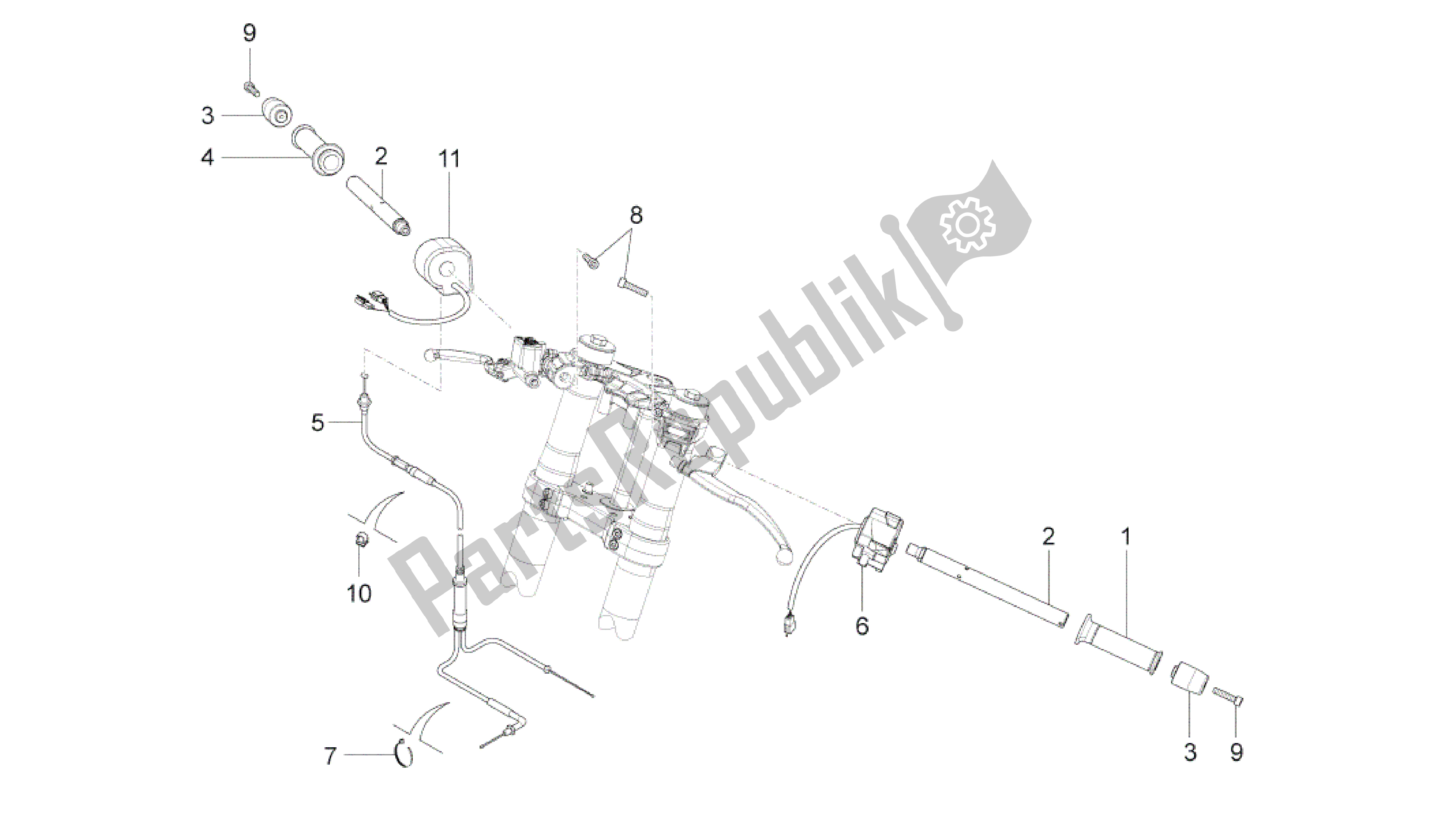 All parts for the Handlebar - Controls of the Aprilia RS4 50 2011 - 2013