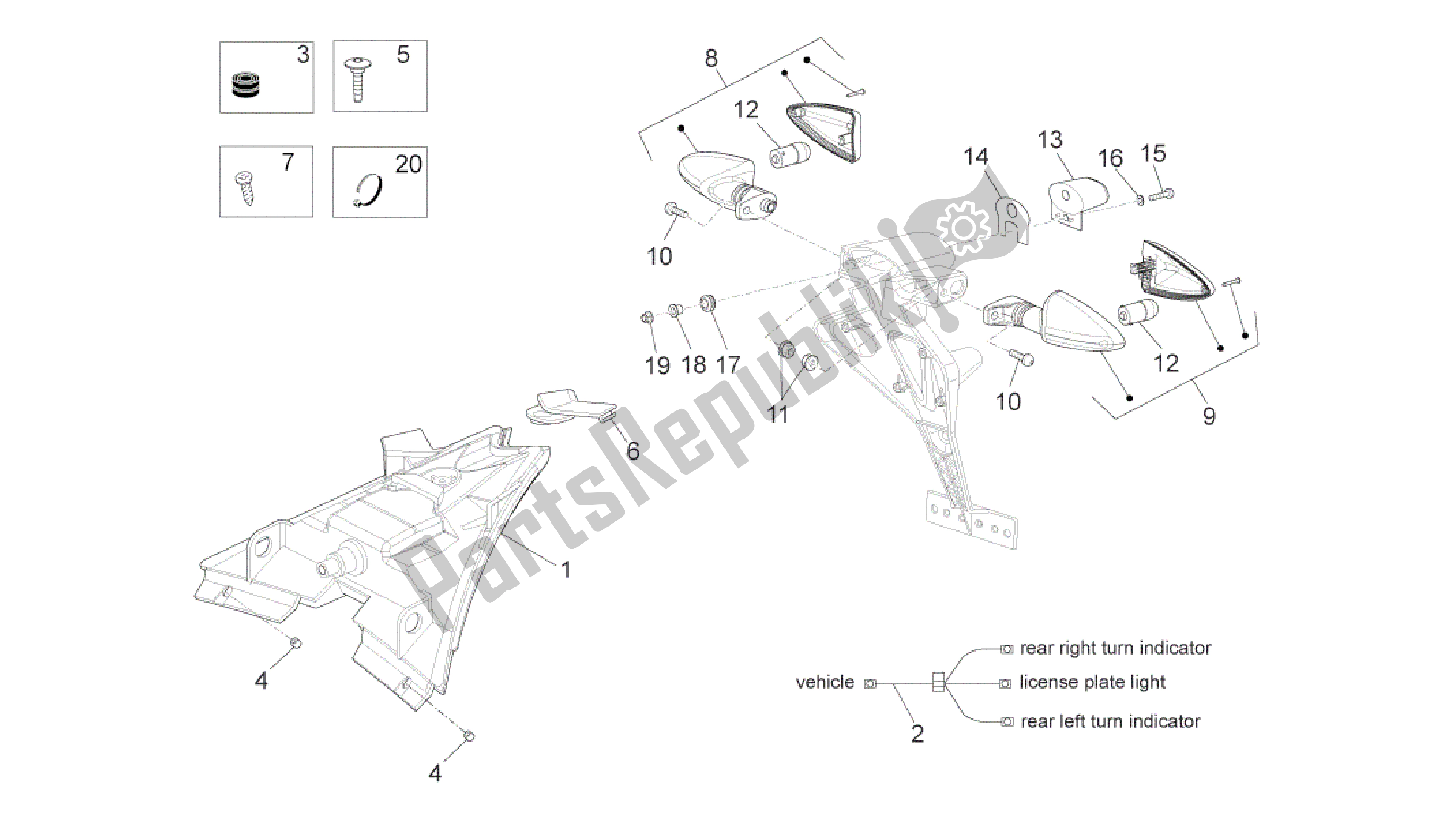 Alle Teile für das Rücklichter des Aprilia RS4 50 2011 - 2013