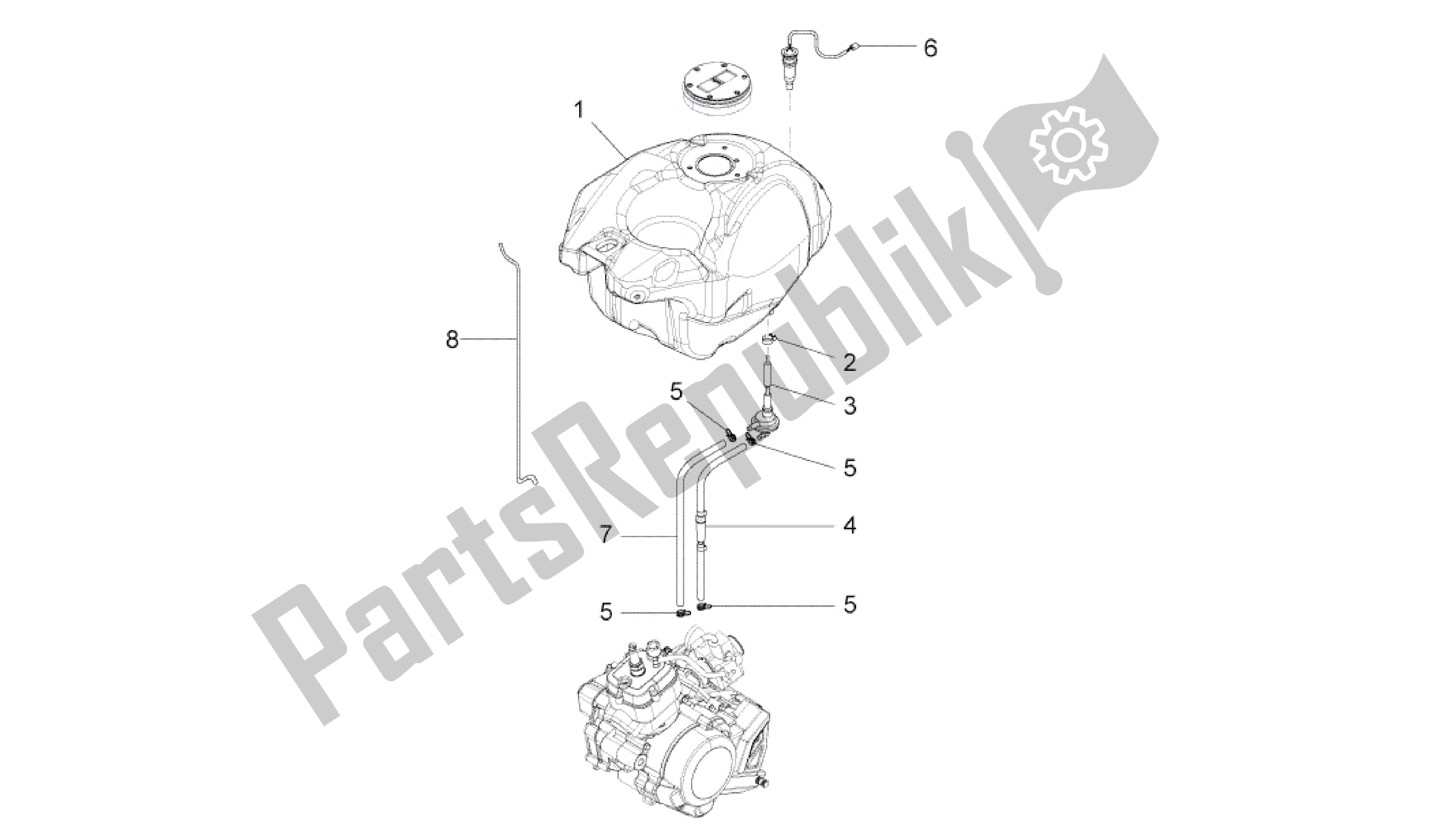 All parts for the Fuel Tank of the Aprilia RS4 50 2011 - 2013