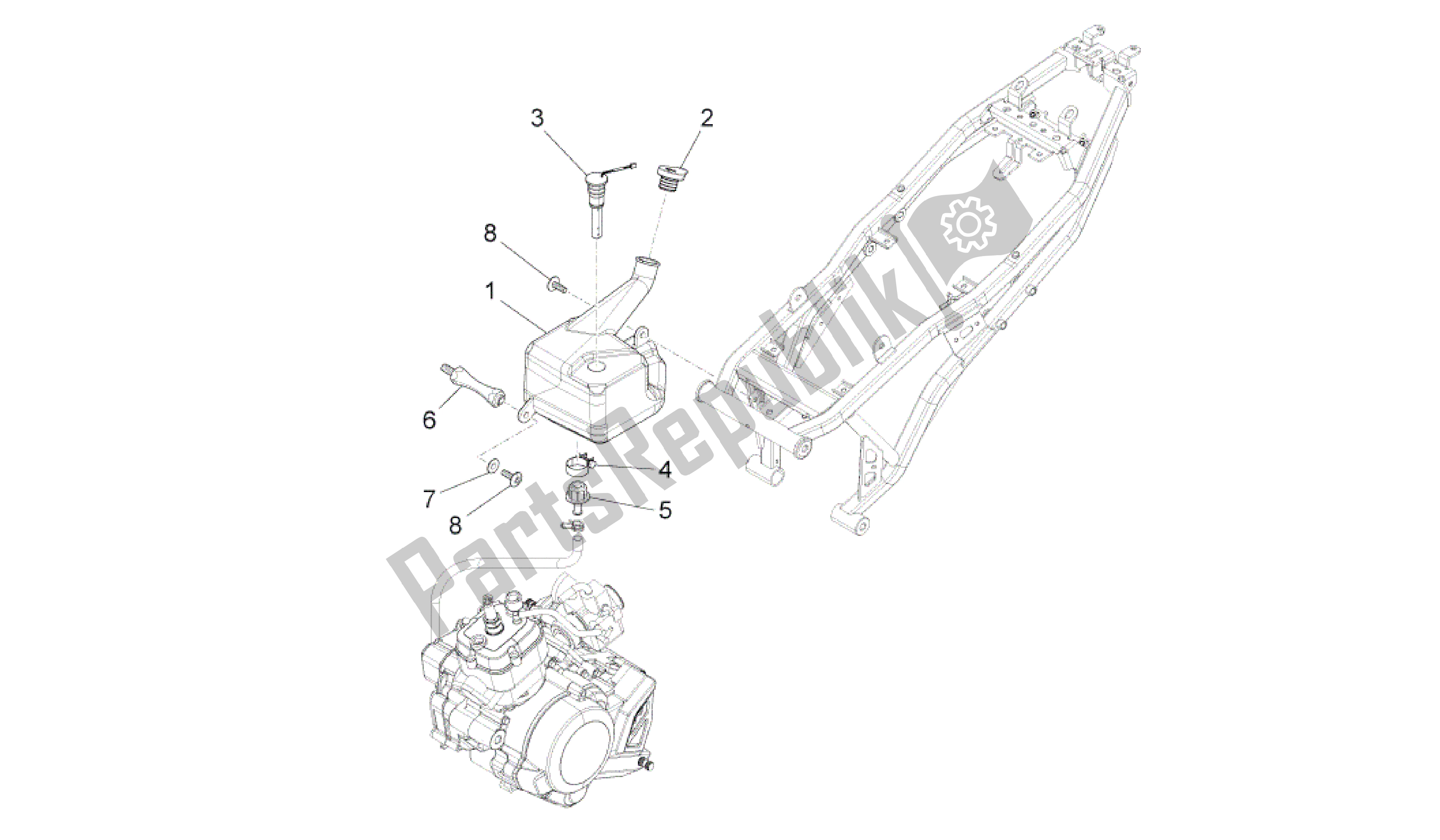 Todas as partes de Serbatoio Olio Mix do Aprilia RS4 50 2011 - 2013